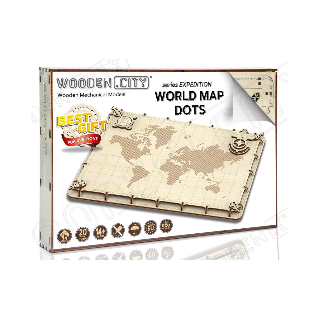Wooden City Modellbausatz »World Map Dots«, (40 St.)