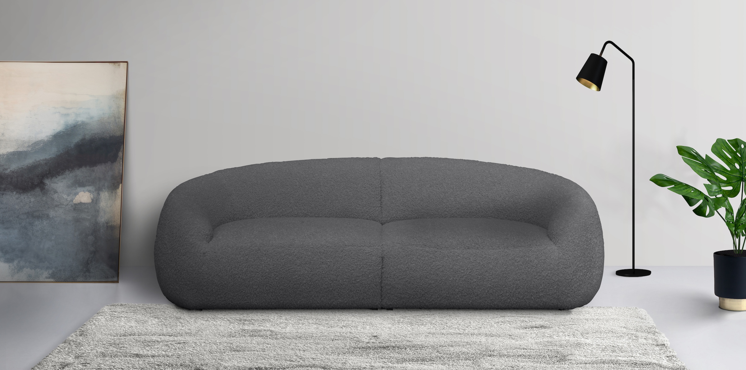 LeGer Home by Lena Gercke Big-Sofa »YANI, Designersofa, organische Form, Masse B/T/H: 240/64/81 cm«, mit Wellenunterfederung, auch in Bouclé, passend zur Serie