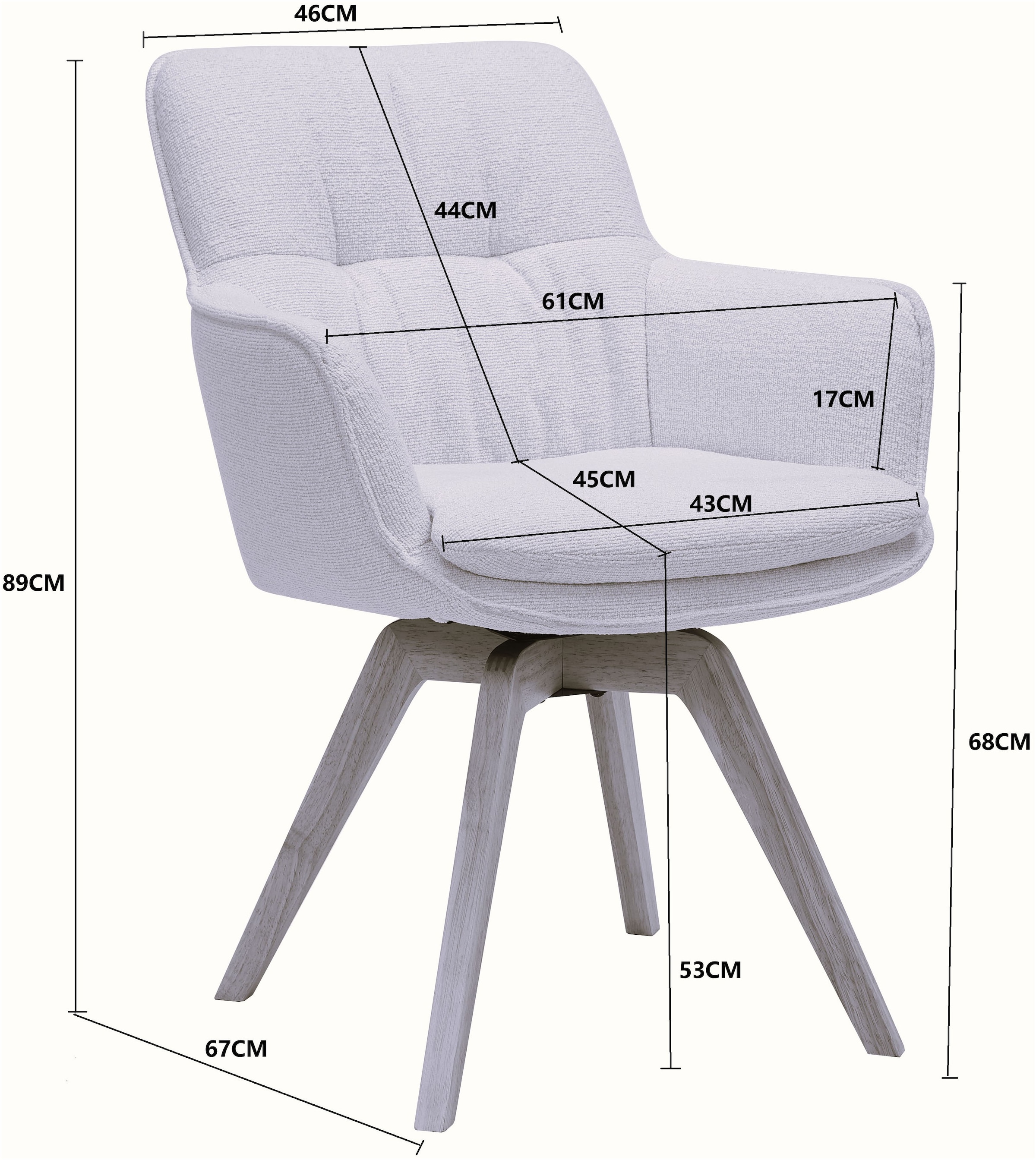 GOODproduct Chaise de salle à manger »Sigune« () 1 cuisrevêtement en tissu tissé facile d'entretien, structure en bois massif