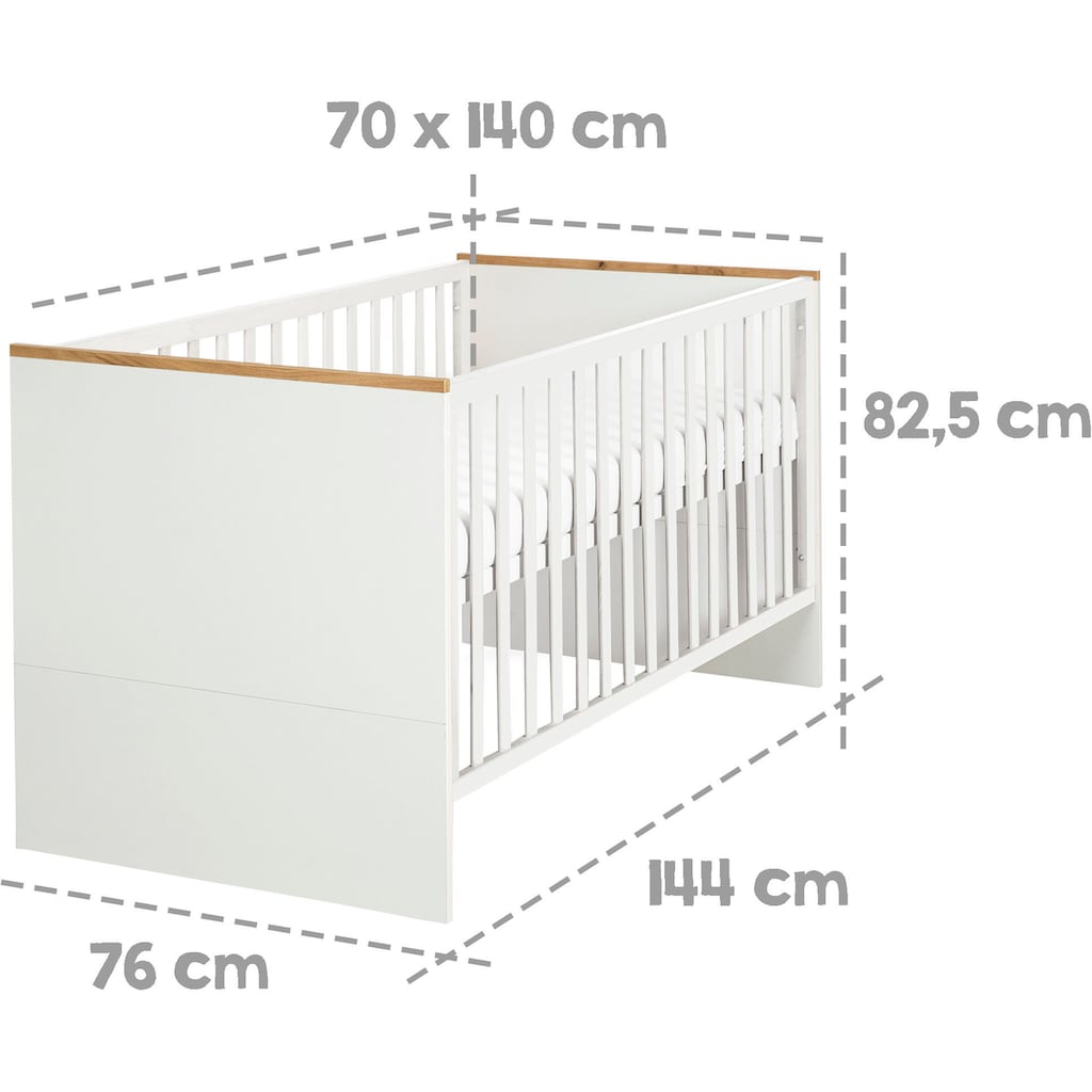 roba® Babyzimmer-Komplettset »Finn«, (Set, 3 St., Kinderbett, Schrank, Wickelkommode)