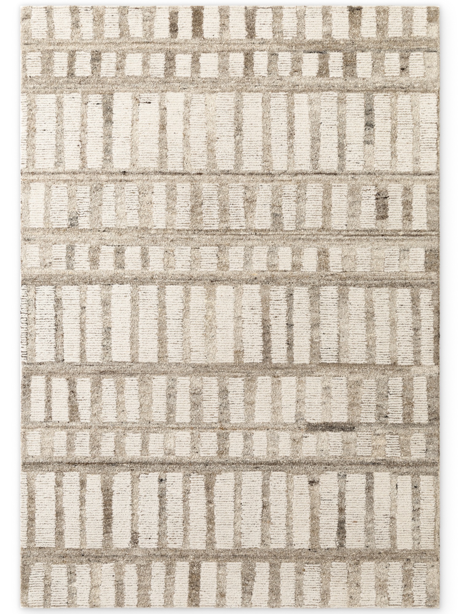 THE RUGS Vikosa Wool Rug Linara Handcrafted Cream Brown Abstract | Size: 120cm x 180cm