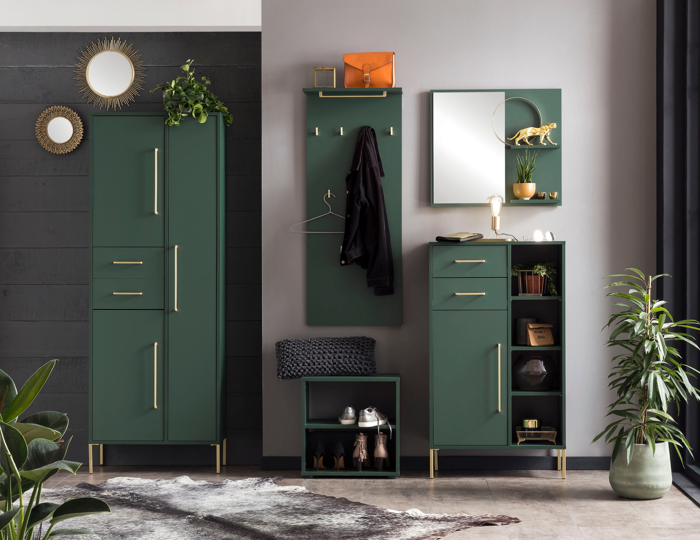 welltime Armoire vestiaire »Kent mit goldfarbenen Griffen« Breite 67,1 cm, made in Germany