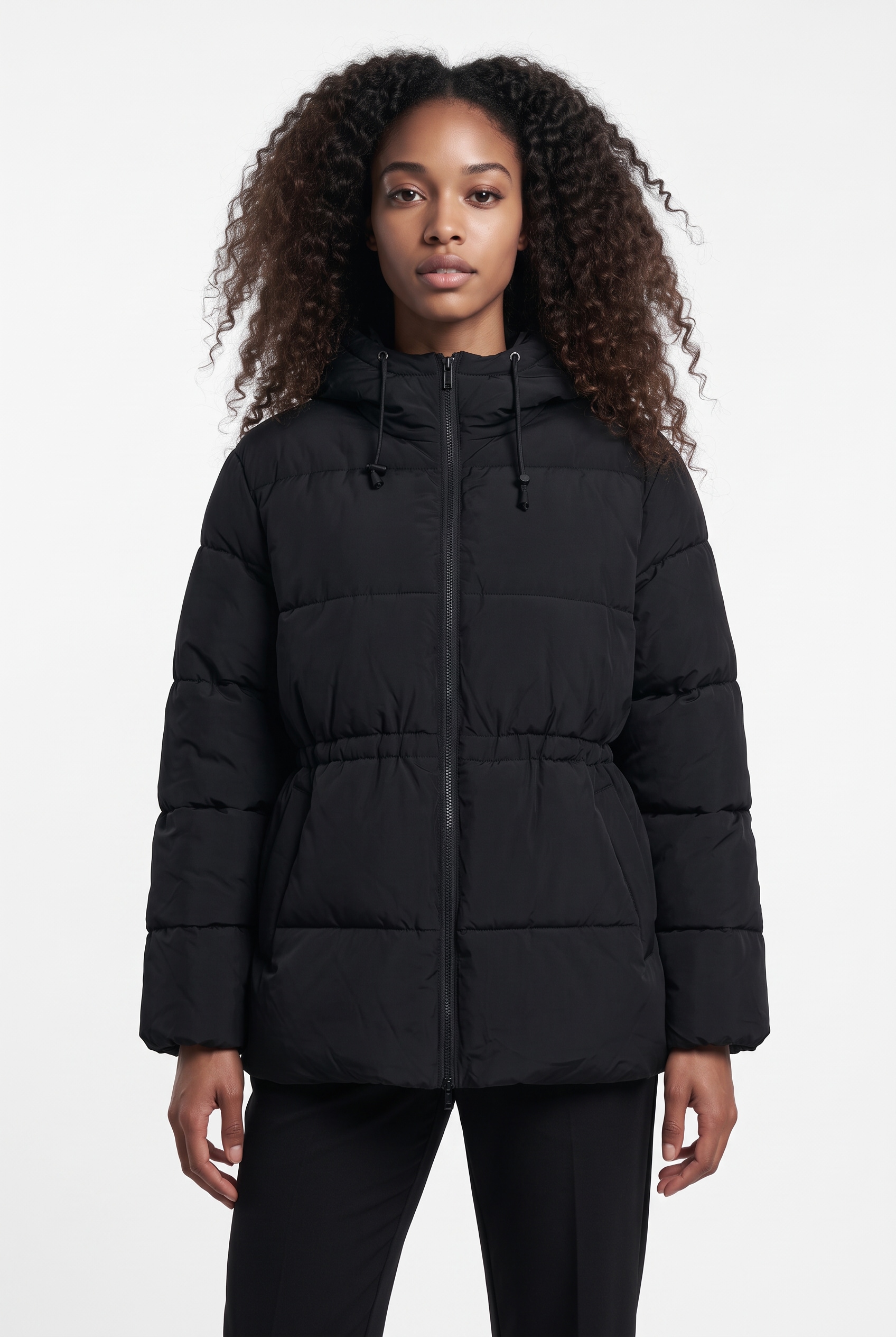 Image of Noisy may Steppjacke "NMROSY WAISTED PUFFER JACKET NOOS" mit Kapuze Kunstfaser