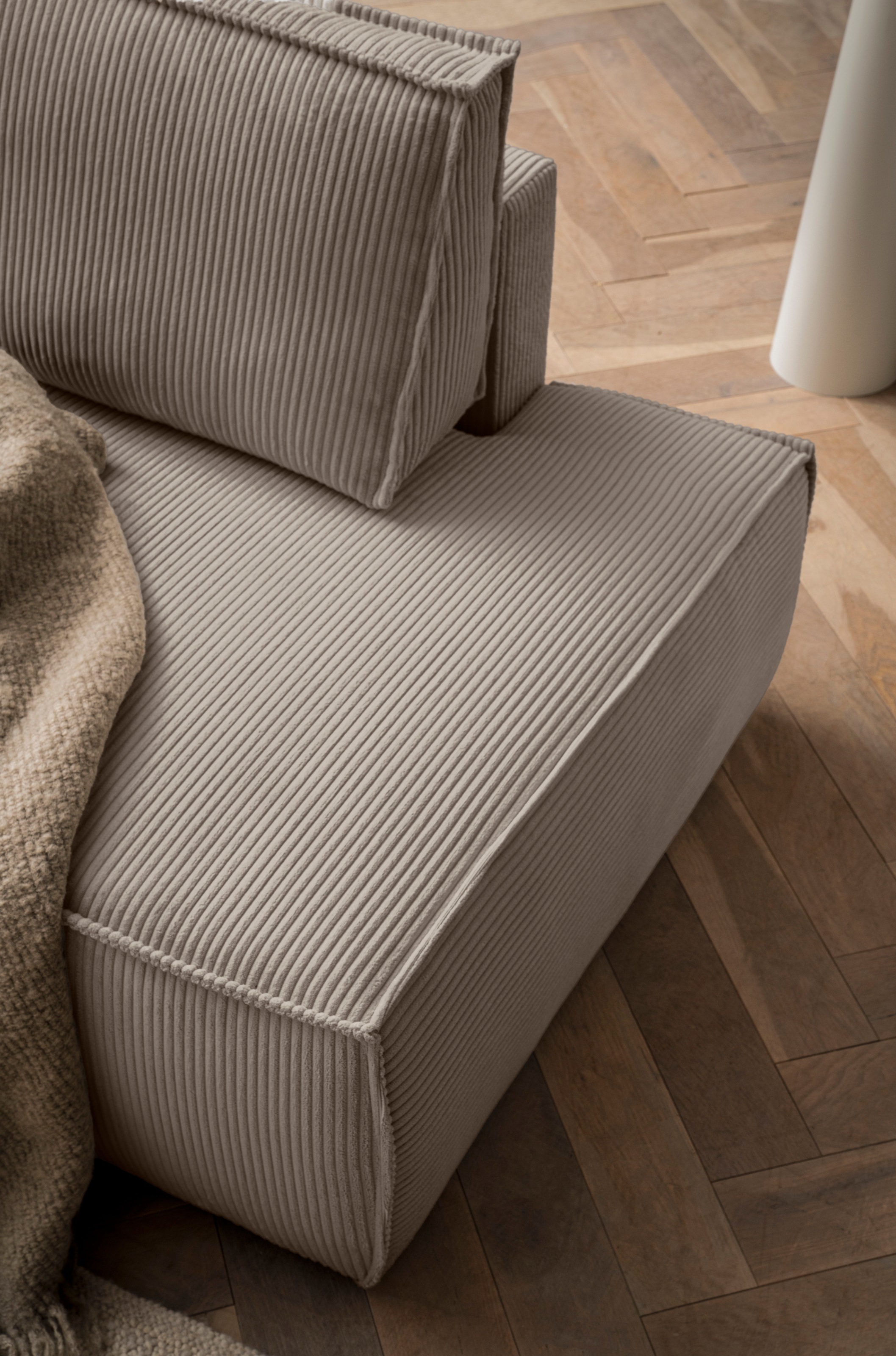 Home affaire Ecksofa »SHERWOOD, Schlafsofa in L-Form offen (275cm), Cord, Leinenoptik«, Schlaffunktion und Bettkasten, Kedernaht, hoher Sitz- & Liegekomfort