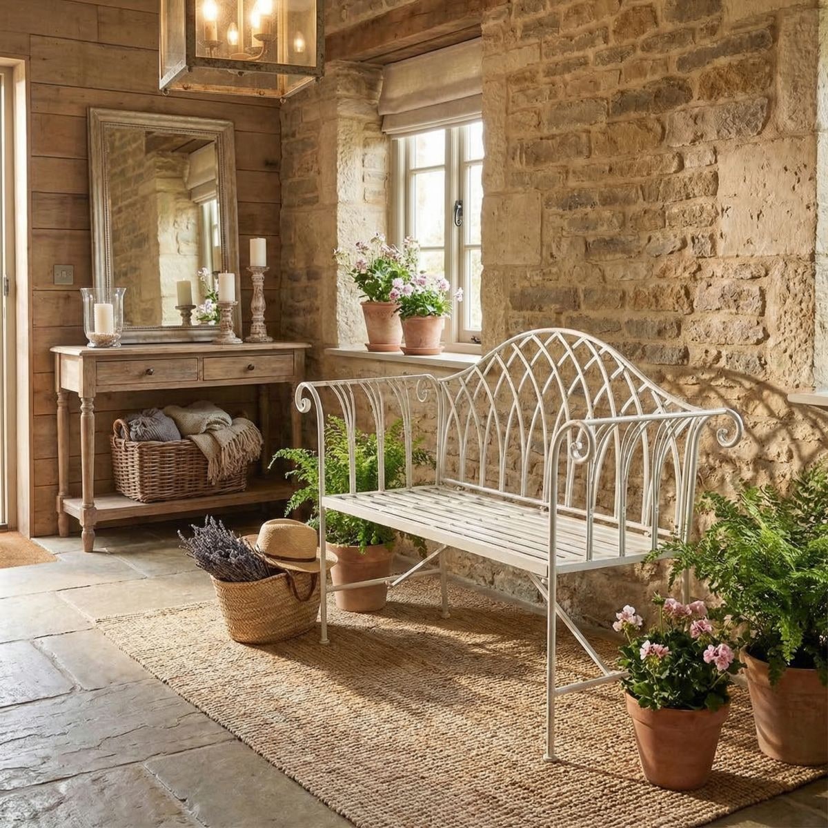 Ambiente Haus Banc de jardin »Whitby Gartenbank in Antikweiss« 1 cuis tlg.