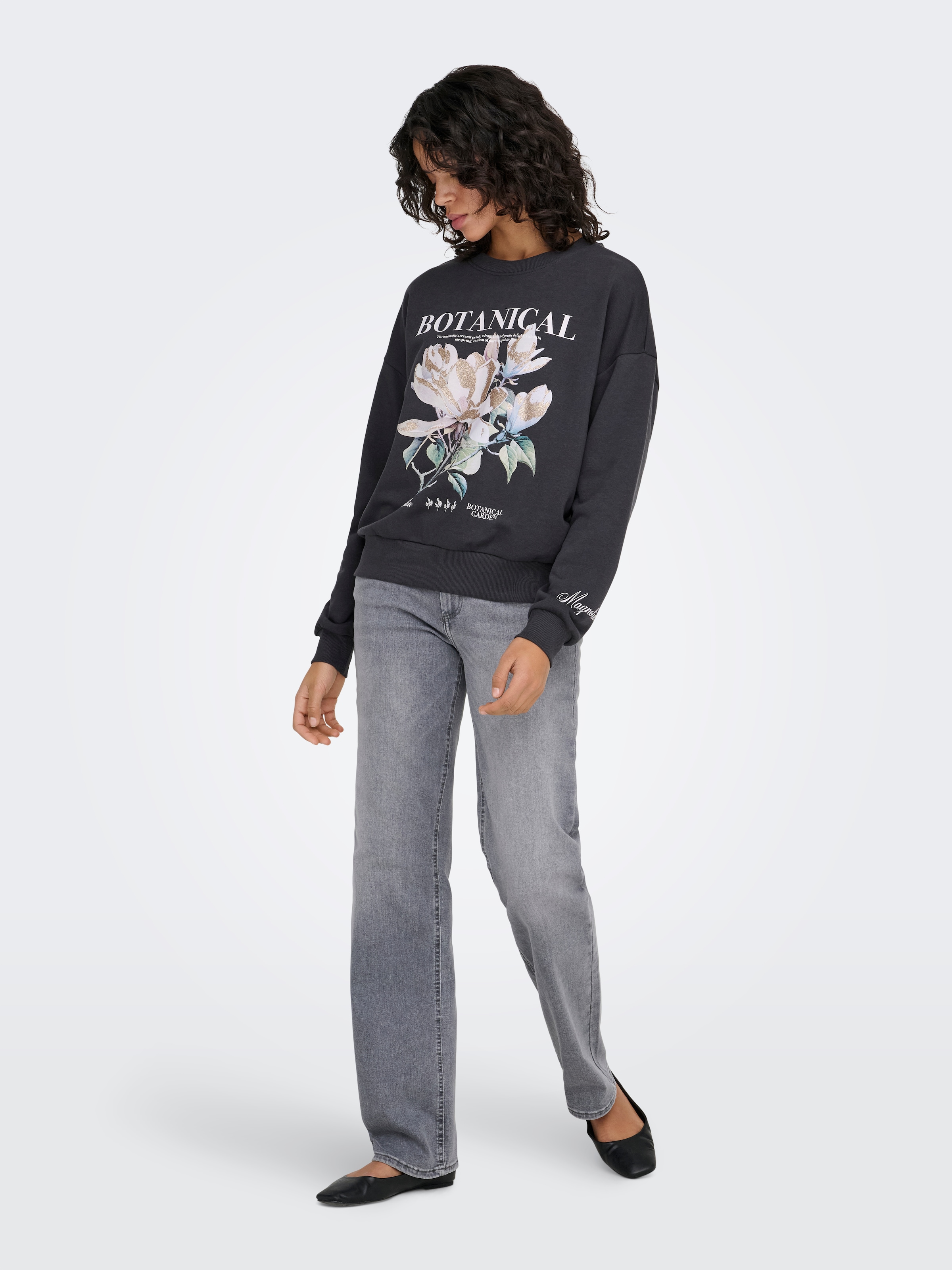 ONLY Sweatshirt »ONLFLEUR L/S O-NECK BOX UB SWT«, Baumwollmischung, oversize, Rundhals
