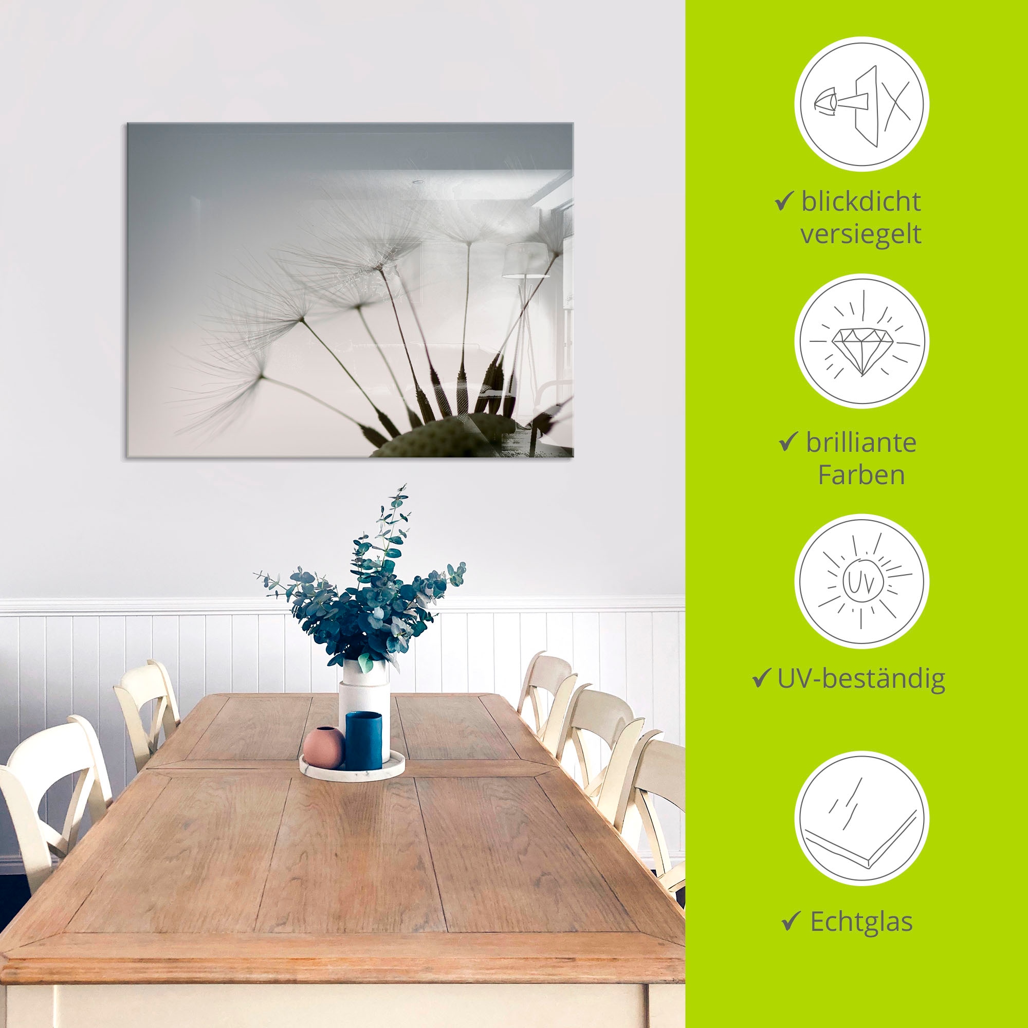 Artland Tableau en verre »Pusteblumen-Samen I« 1 cuis tlg. in verschiedenen Grössen