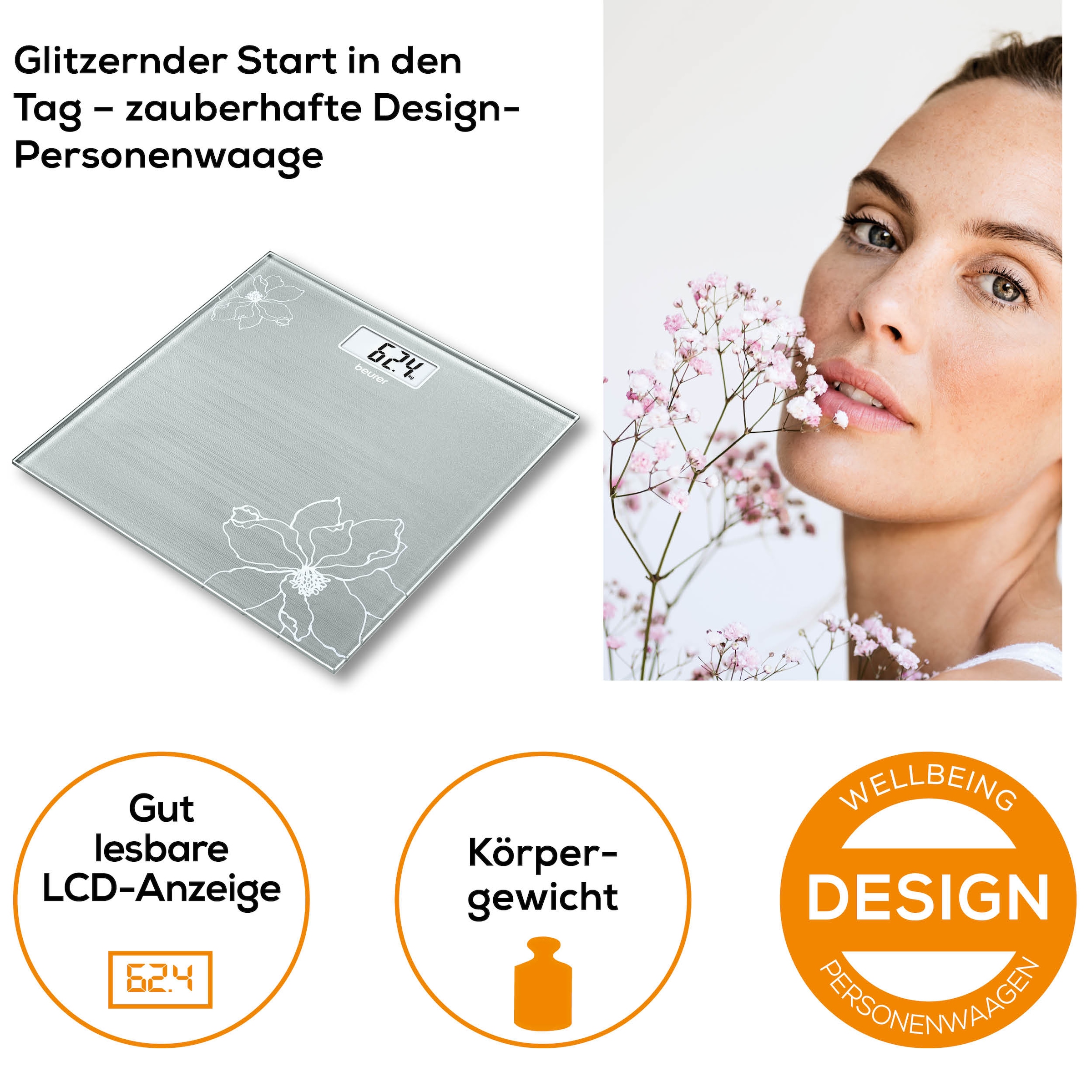 BEURER Pèse-personne »GS 10 besonders flach mit nur 1,9 cm, Tragkraft bis 180 kg« Wiegefläche aus Sicherheitsglas, mit Einschaltautomatik