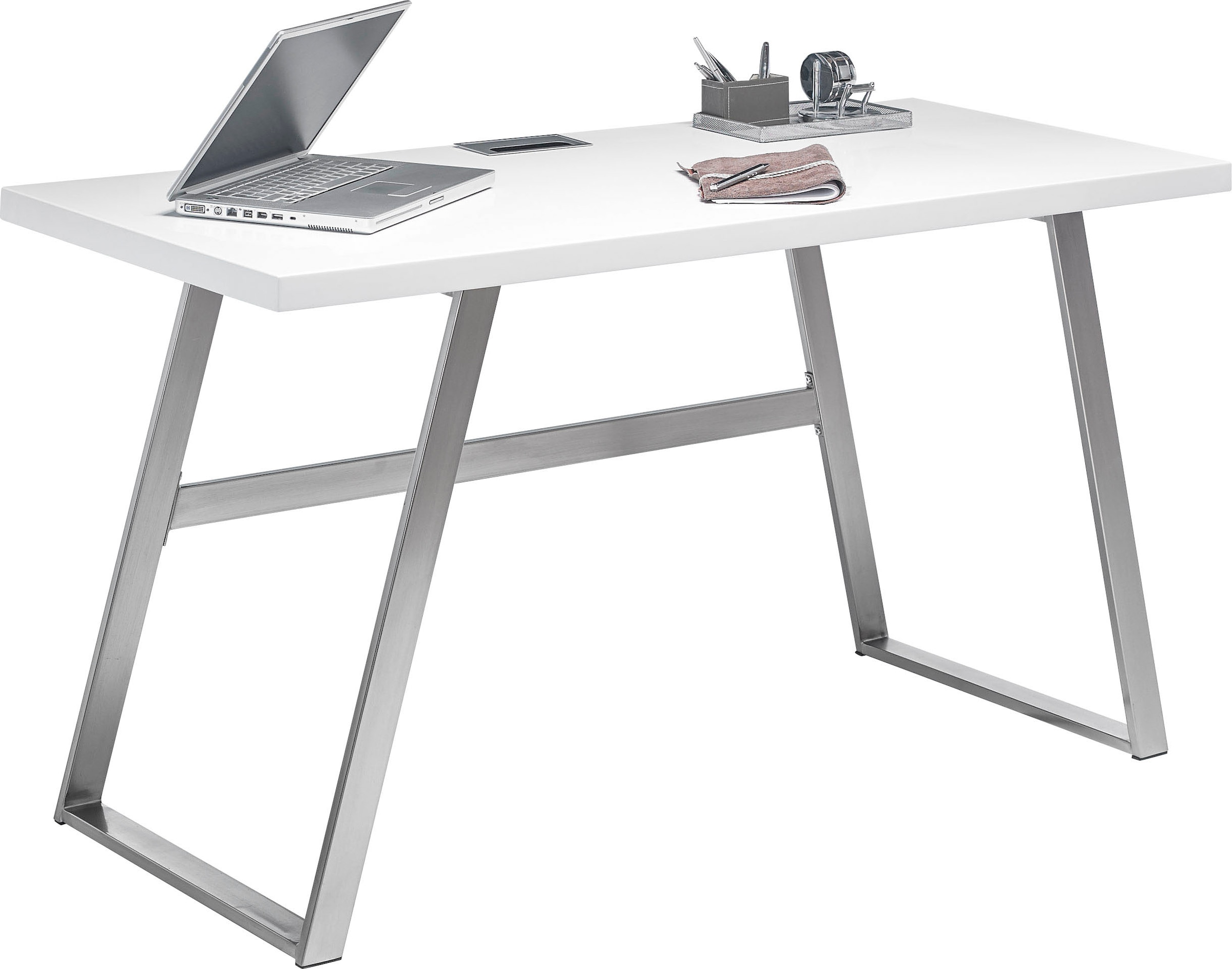 MCA furniture Schreibtisch »Andria«, Weiss matt lackiert mit Kabeldurchlass, Breite 140 cm