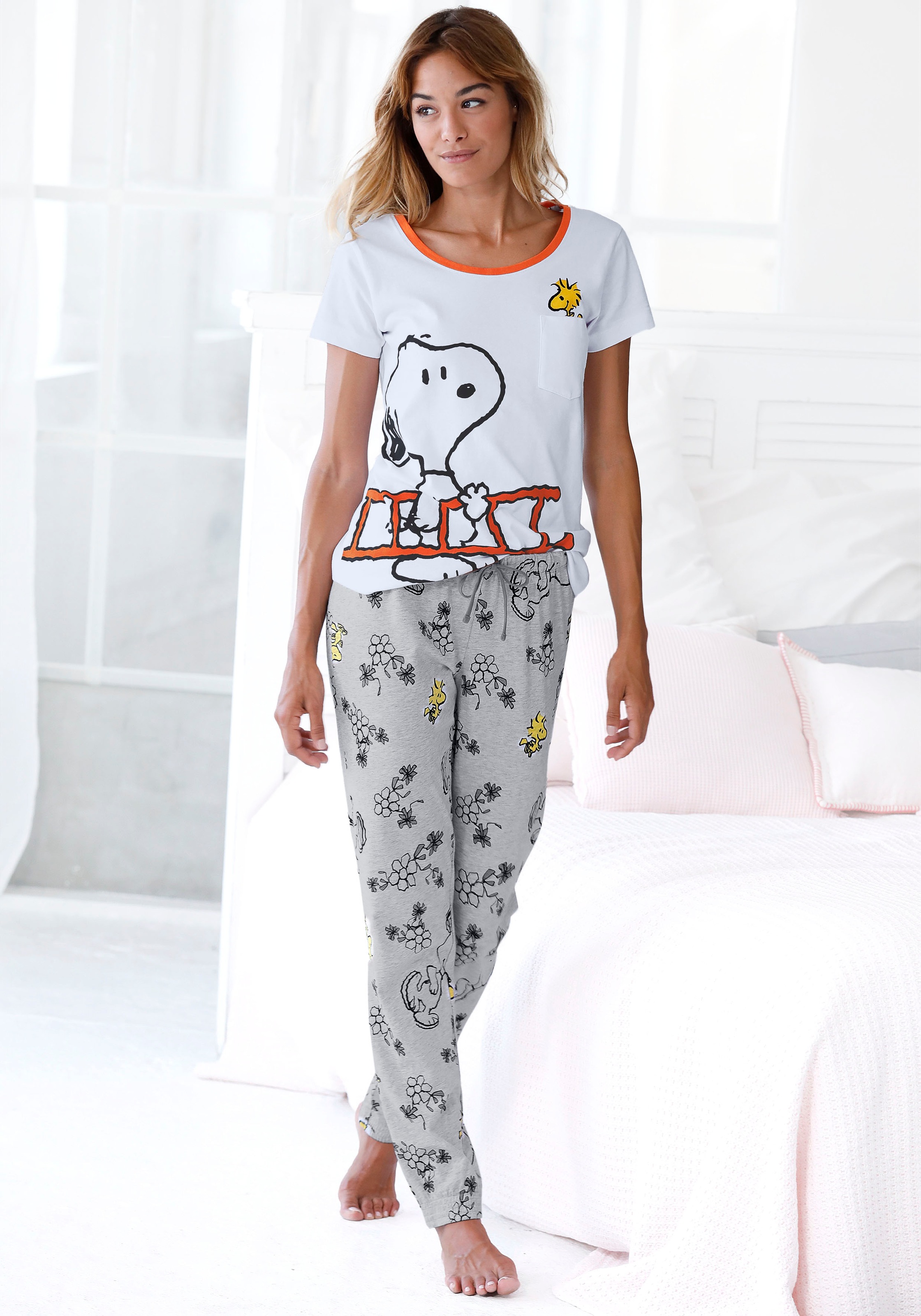 Image of Peanuts Pyjama Set, 2 mit Snoopy und Woodstock Druck