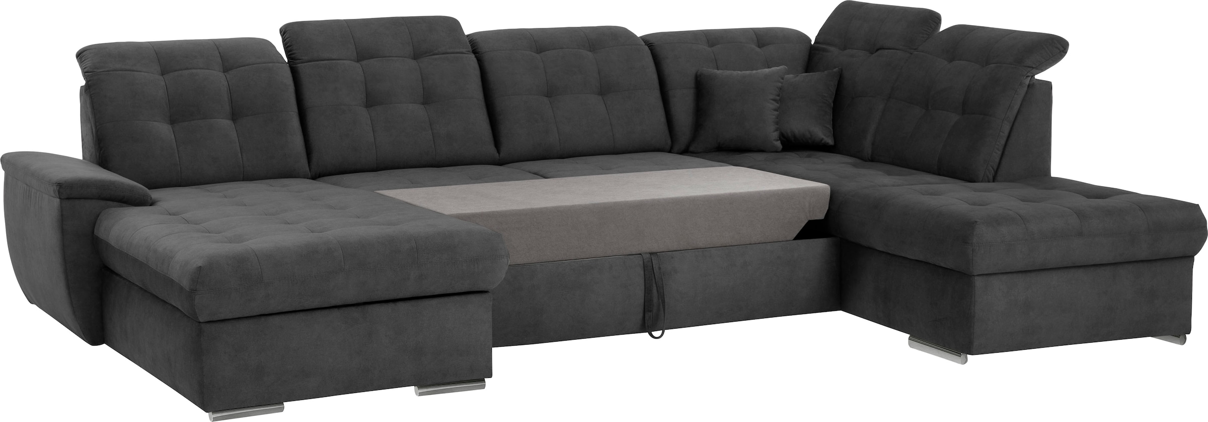 exxpo - sofa fashion Wohnlandschaft »Durango, aufwendige Sitz- und Rückenverarbeitung, bequem, U-Form«, inkl. Kopfteilverstellung, wahlweise mit Bettfunktion und Bettkasten