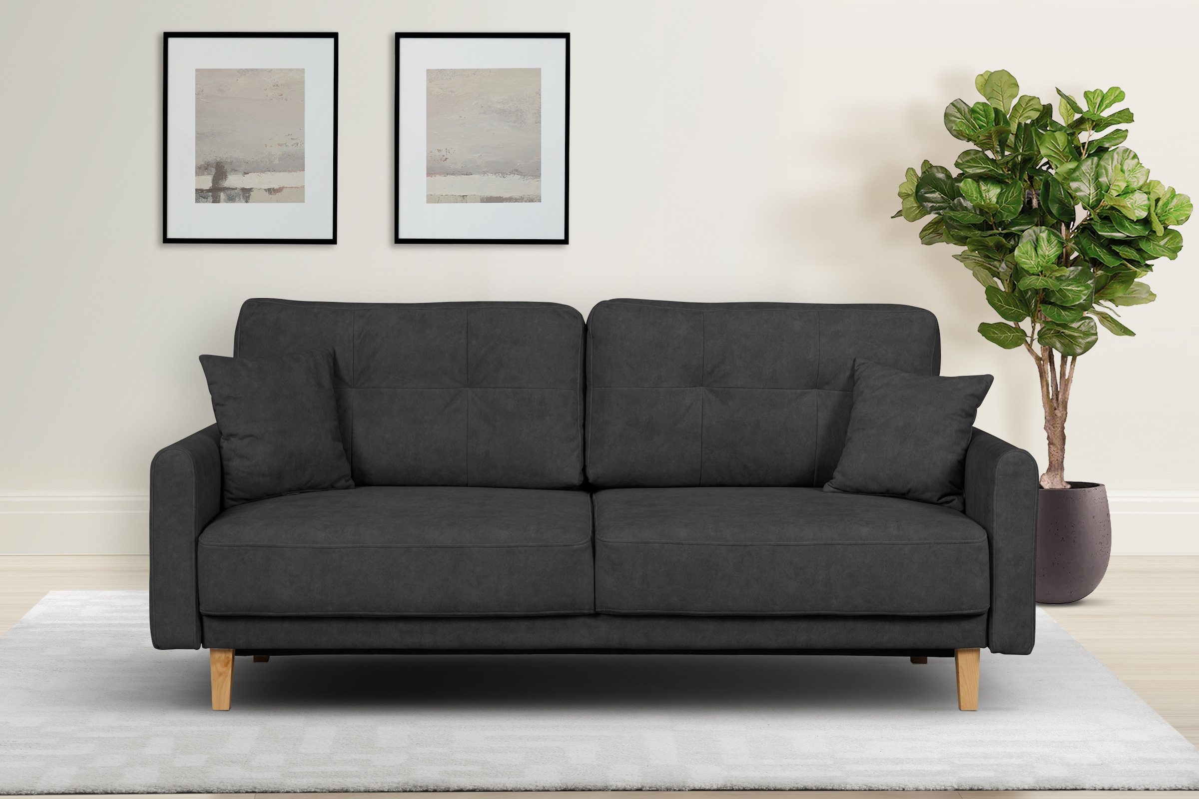 Image of Home affaire 2-Sitzer "TRIPLO mit Wellenunterfederung, Masse B/T/H: 165/100/89 cm" Sofa mit Steppung im Rückenbereich, incl. Rückenkissen und Zierkissen