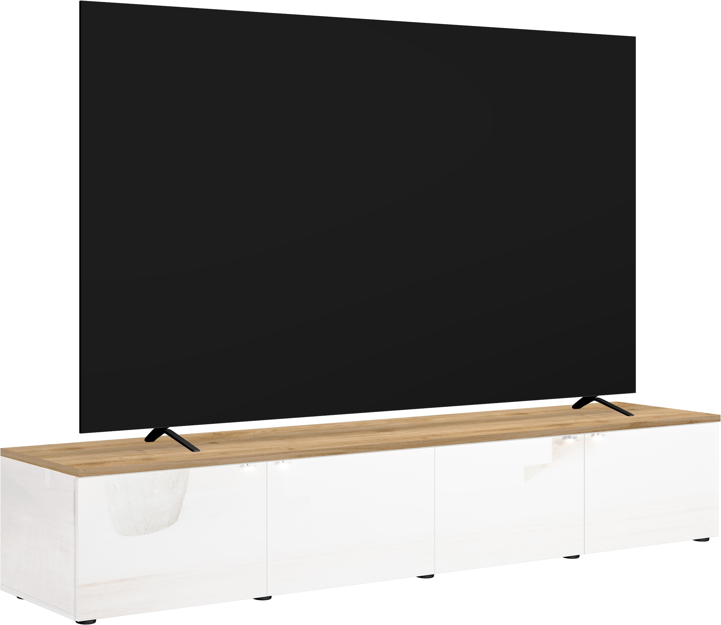 Home affaire Table basse »Easy, 245 cm breit, 47 cm tief, 4 Türen, Top 22 mm stark, Mediaboard« Modernes Lowboard für bis zu 98-Zoll-TV – perfekt für die WM