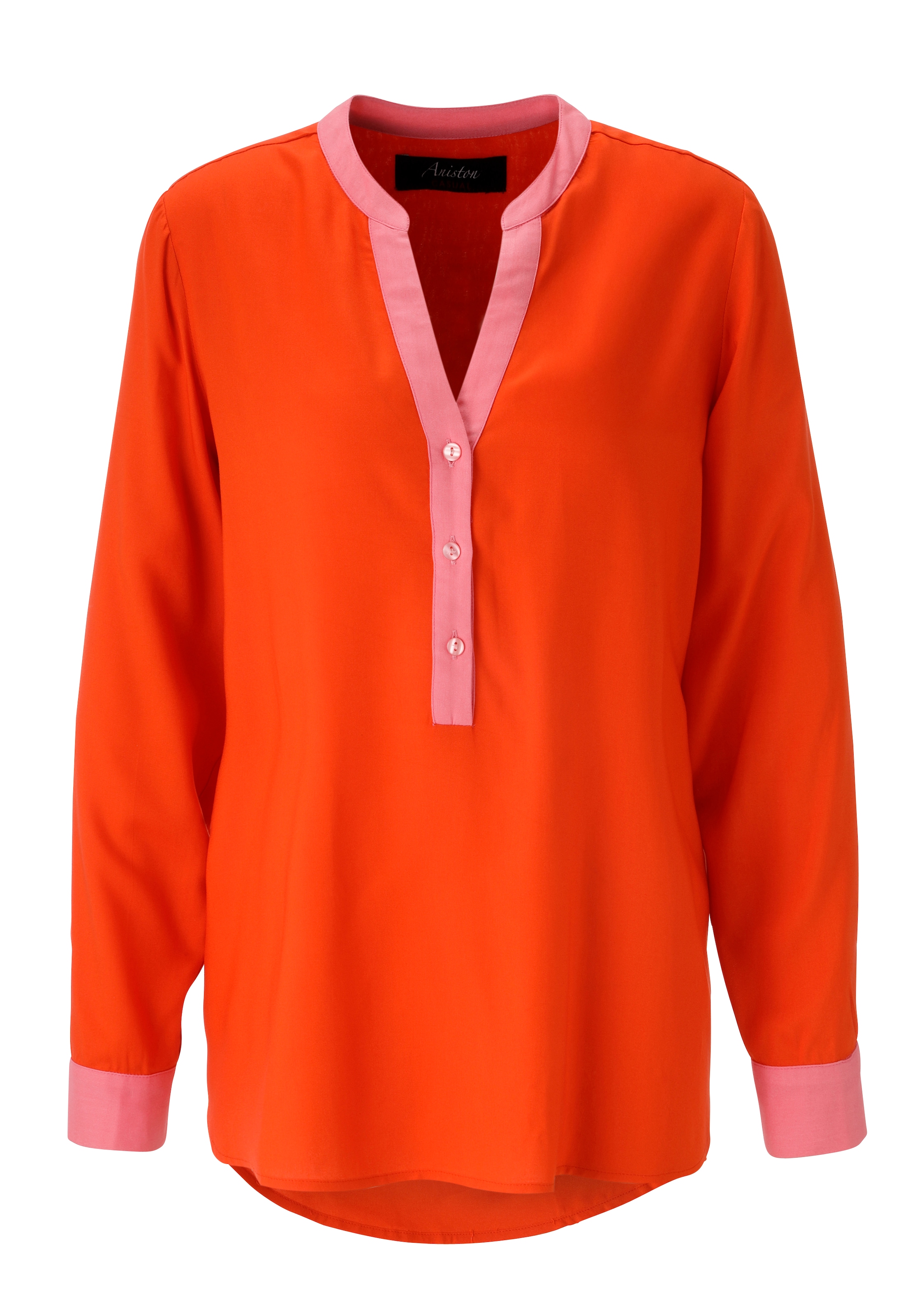 Aniston CASUAL Schlupfbluse, mit pinkfarbenen Akzenten - NEUE KOLLEKTION