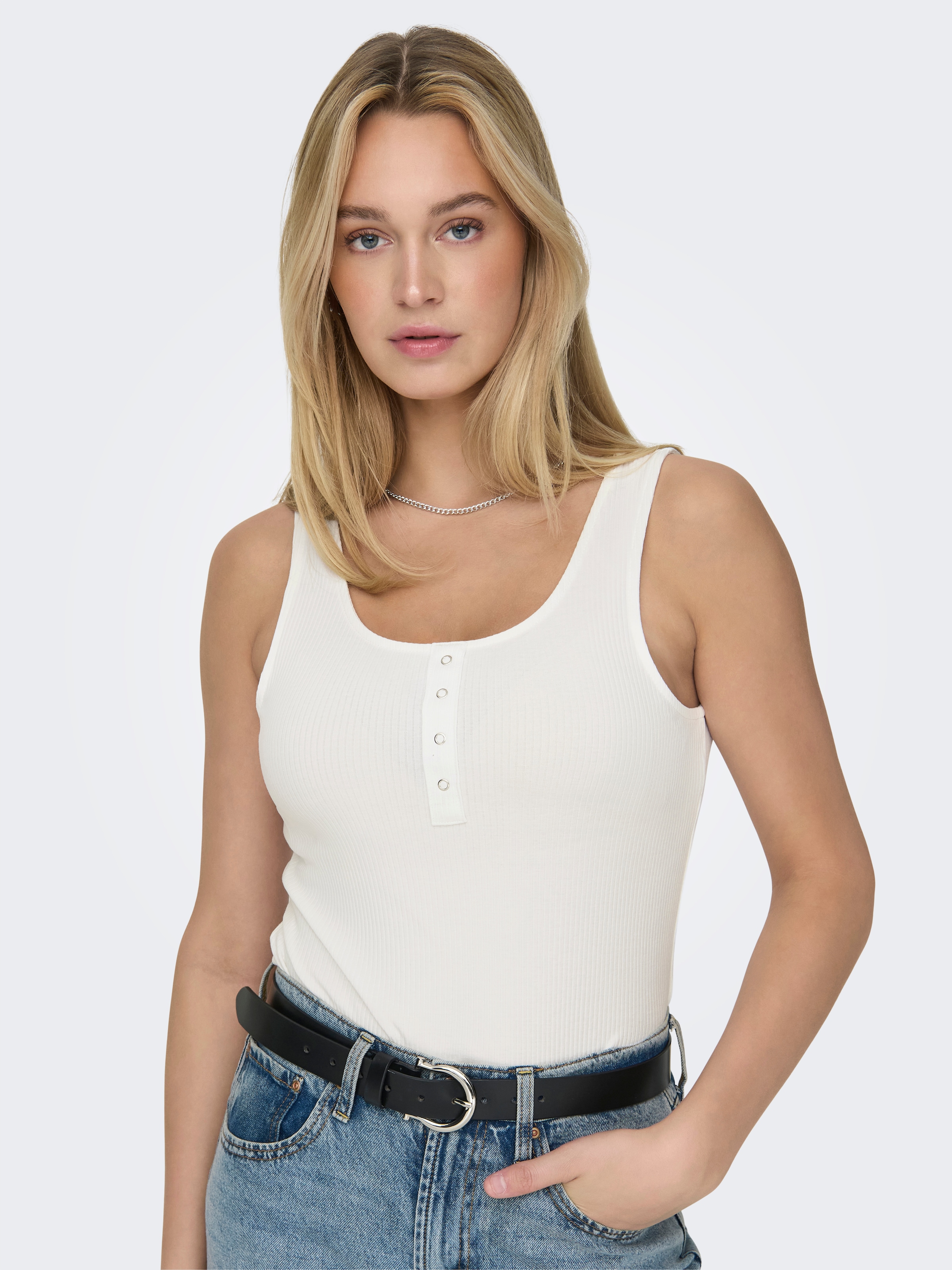 ONLY Débardeur à côtes »ONLSIMPLE LIFE S/L BUTTON TOP JRS CS 2PK« Packung, 2 cuis tlg.