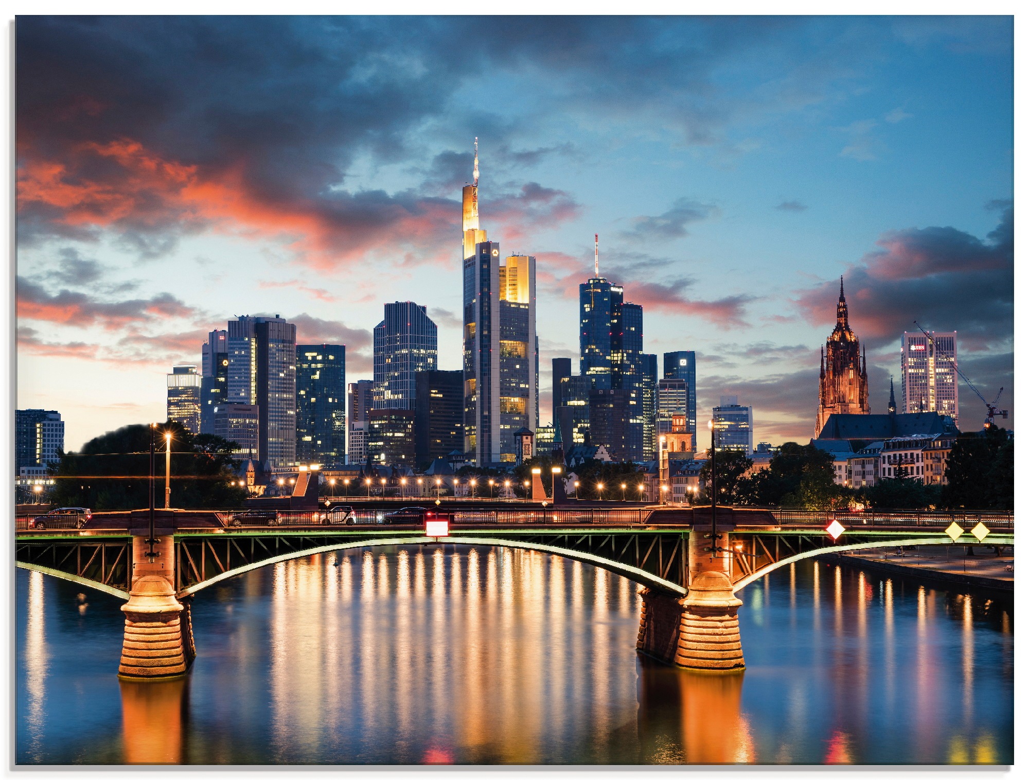 Image of Artland Glasbild "Frankfurt am Main Skyline II" Deutschland 1 Stk. tlg. in verschiedenen Grössen