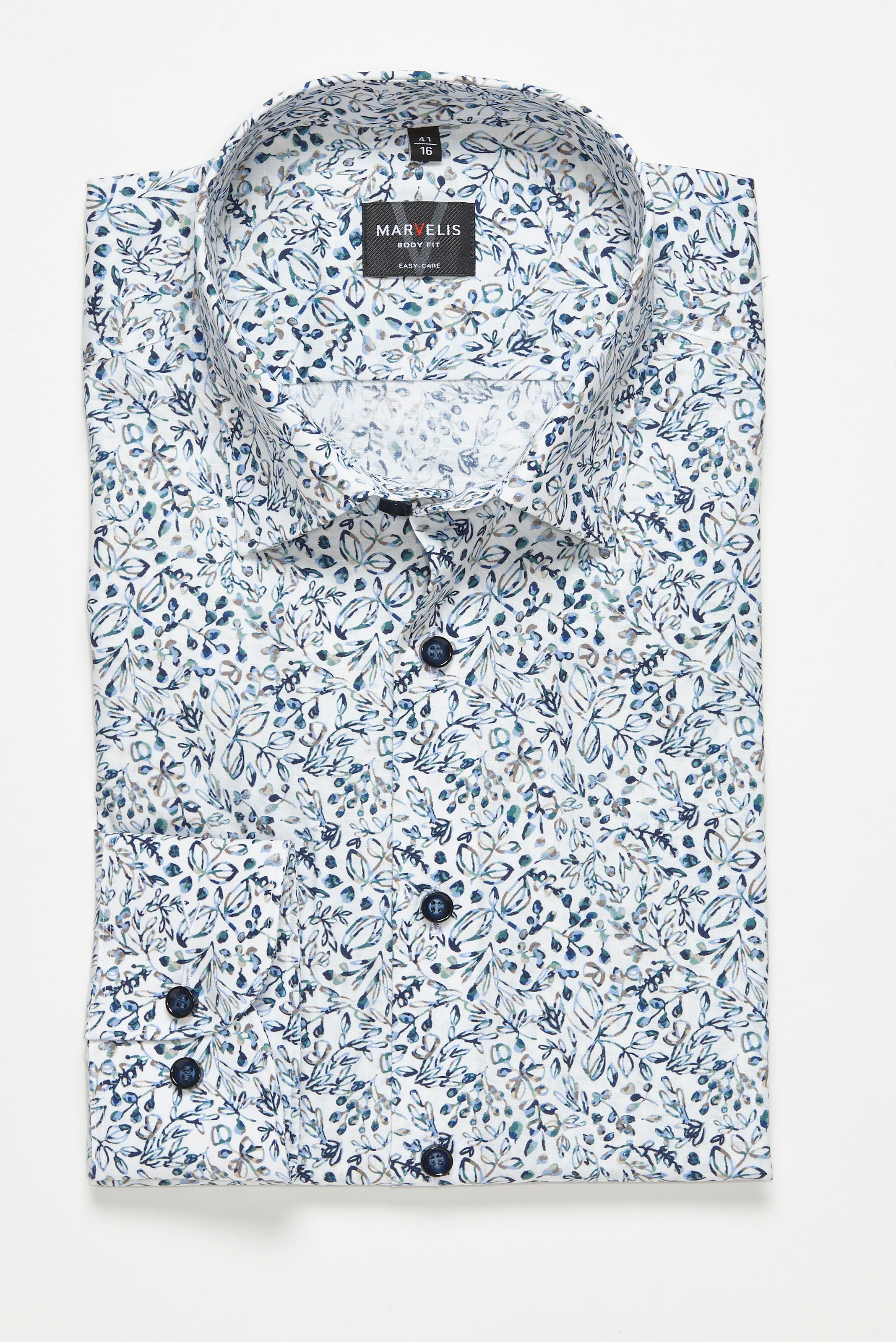 MARVELIS Langarmhemd New York Kentkragen, floraler Print, body fit