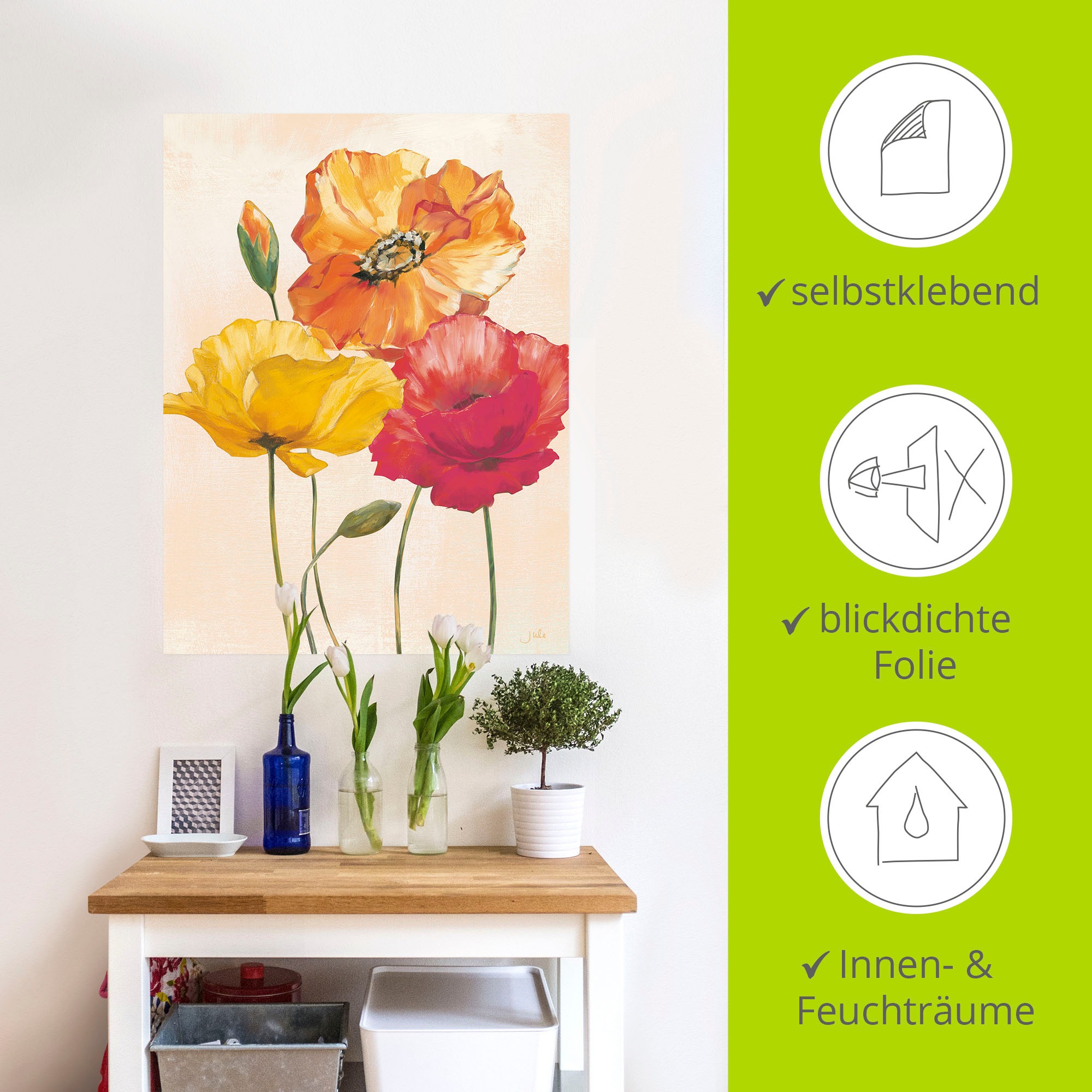 Artland Wandbild »Bunte Mohnblumen I«, Blumenbilder, (1 St.), als Alubild, Outdoorbild, Leinwandbild, Poster, Wandaufkleber