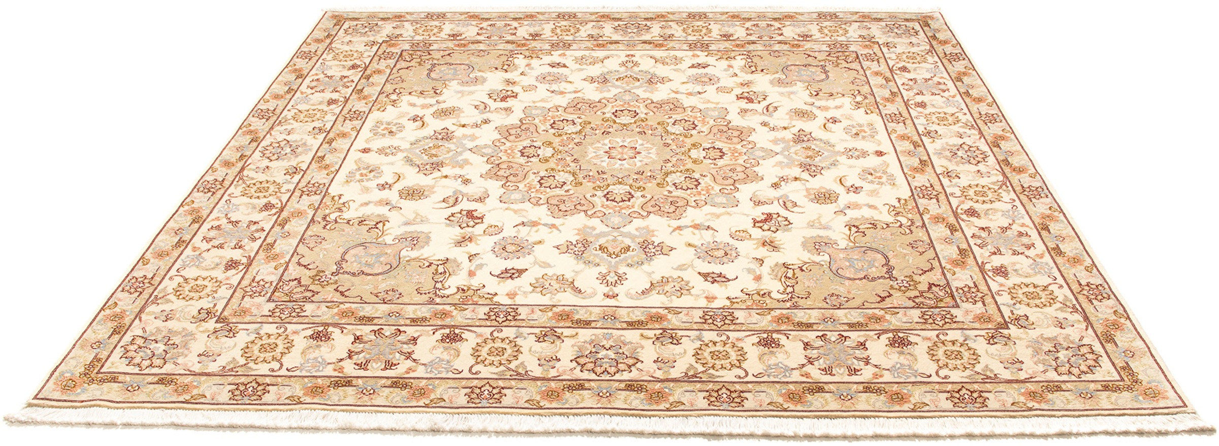 Image of morgenland Orientteppich »Perser - Täbriz - Royal quadratisch - 206 x 202 cm - beige«, quadratisch, 7 mm Höhe, Wohnzimmer, Handgeknüpft, Einzelstück mit Zertifikat bei Ackermann Versand Schweiz