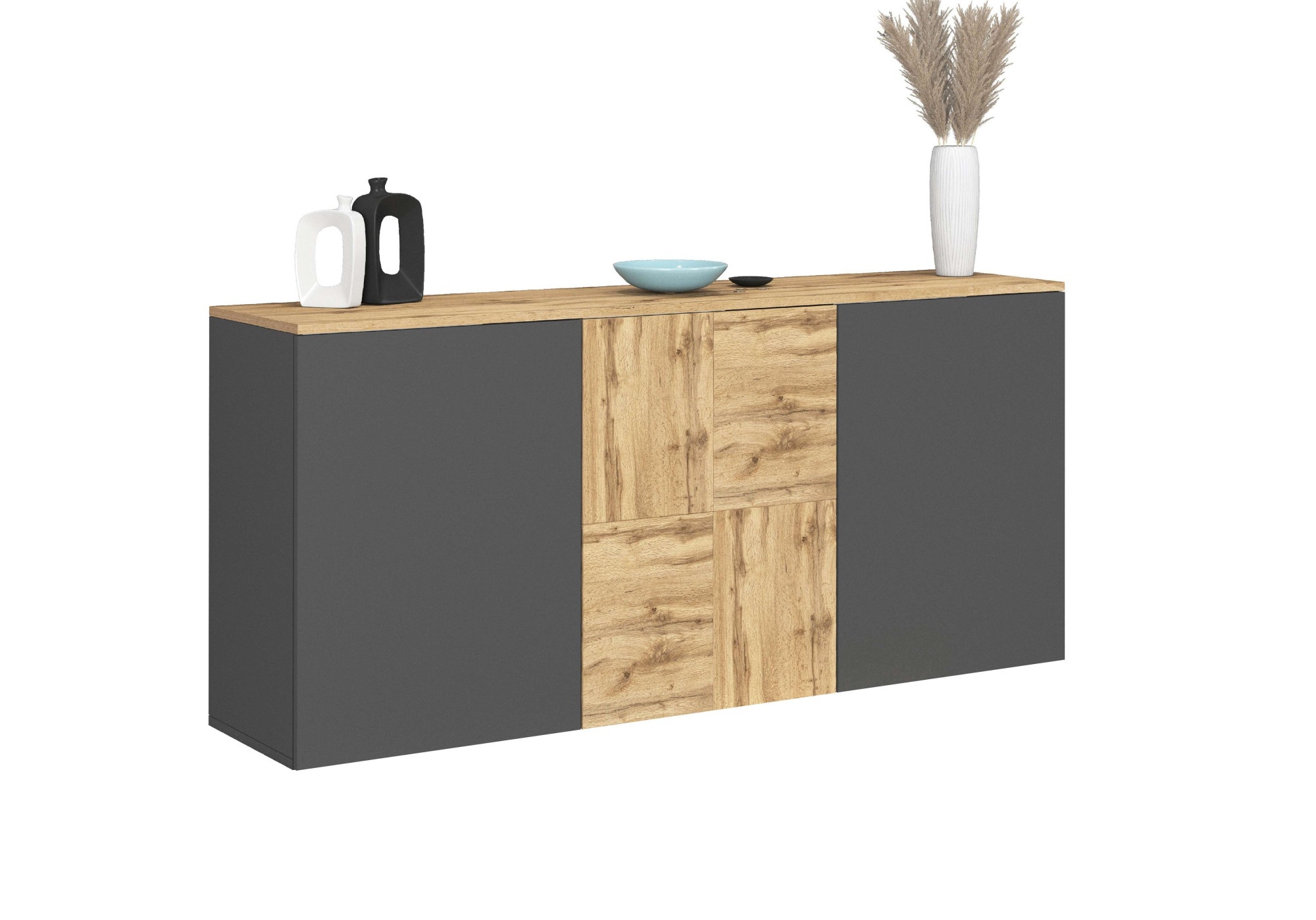 Image of GOODproduct Sideboard "ISEO, Kommode, Schrank, Sideboard, Lowboard, 6 Fächer, Breite 150 cm" 1 Stk. tlg. stehend/hängend, 3 Türen, 6 Fächer, Breite 150 cm