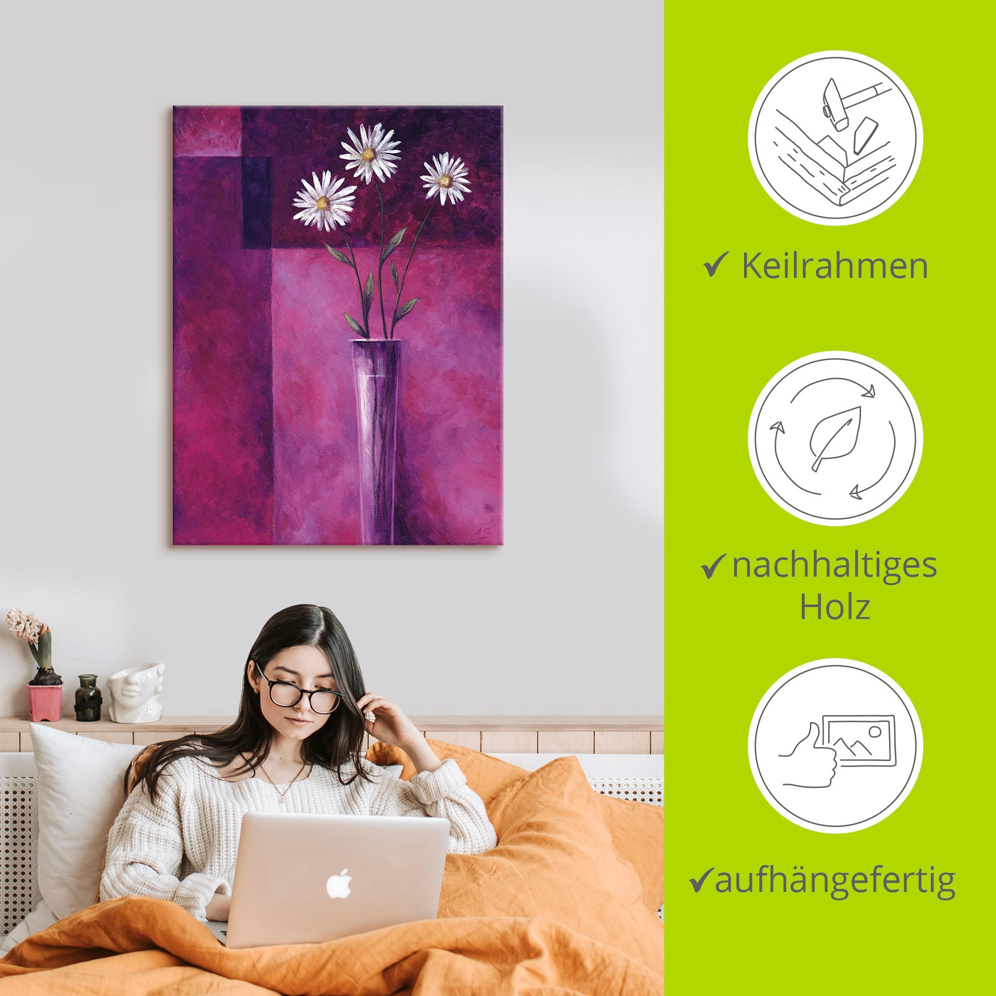 Artland Wandbild »Margeriten«, Blumen, (1 St.), als Leinwandbild in verschied. Grössen