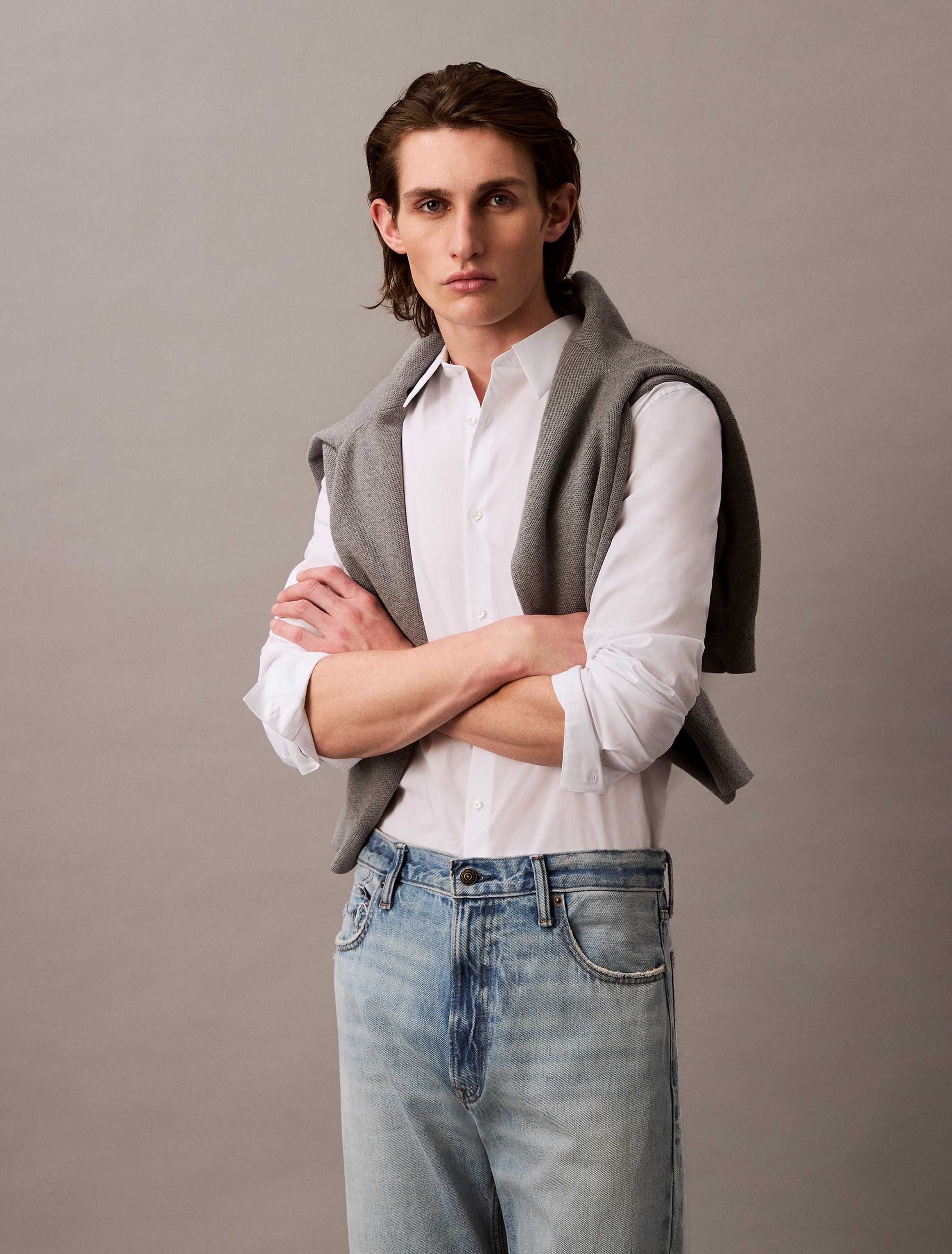 Calvin Klein Langarmhemd »LS SOLID STRETCH SLIM SHIRT«, in Unifarbe