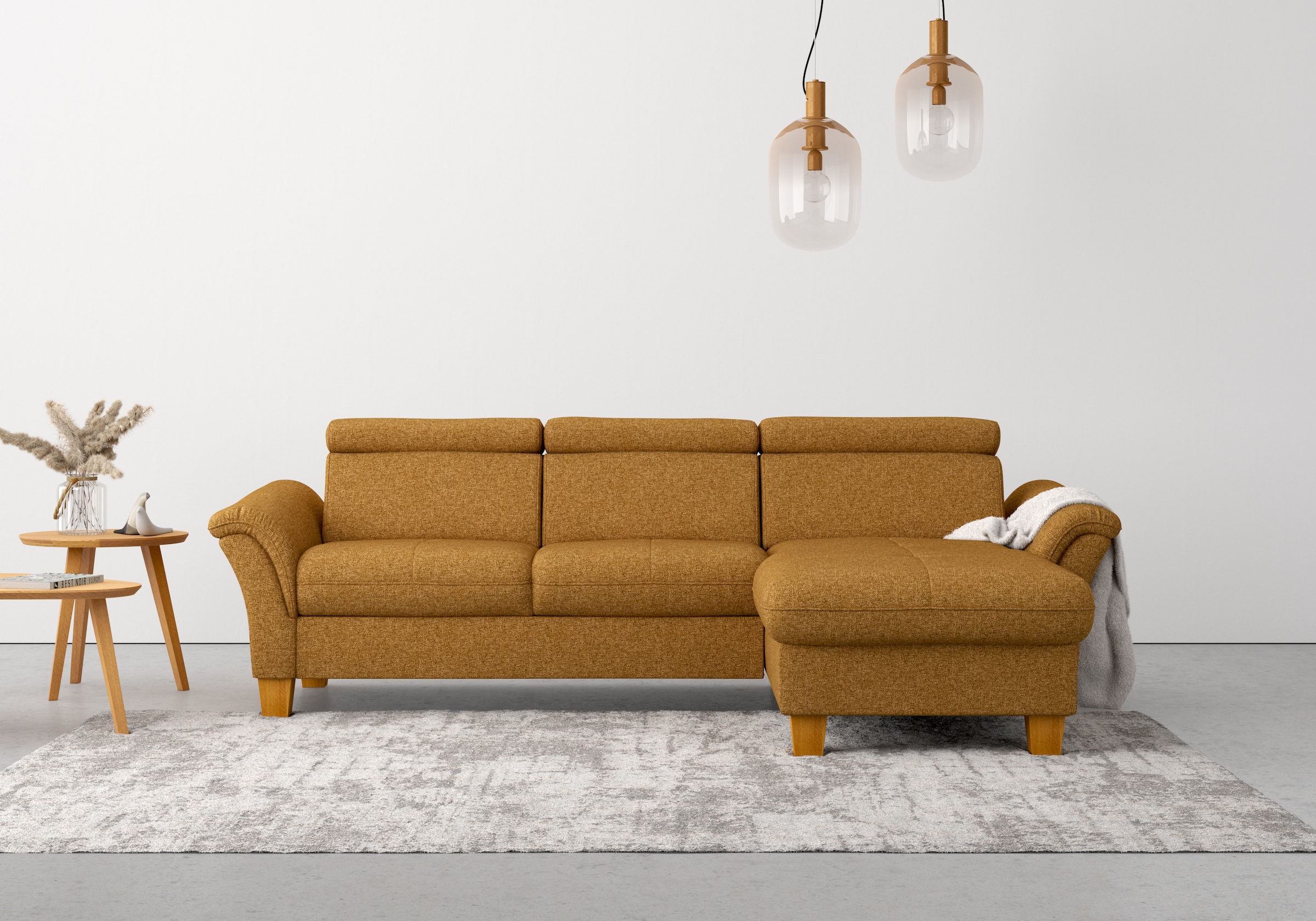 Home affaire Ecksofa »Lindgren L-Form«, wahlweise mit Bett mit klappbaren Rollen, Kasten und Kopfverstellung