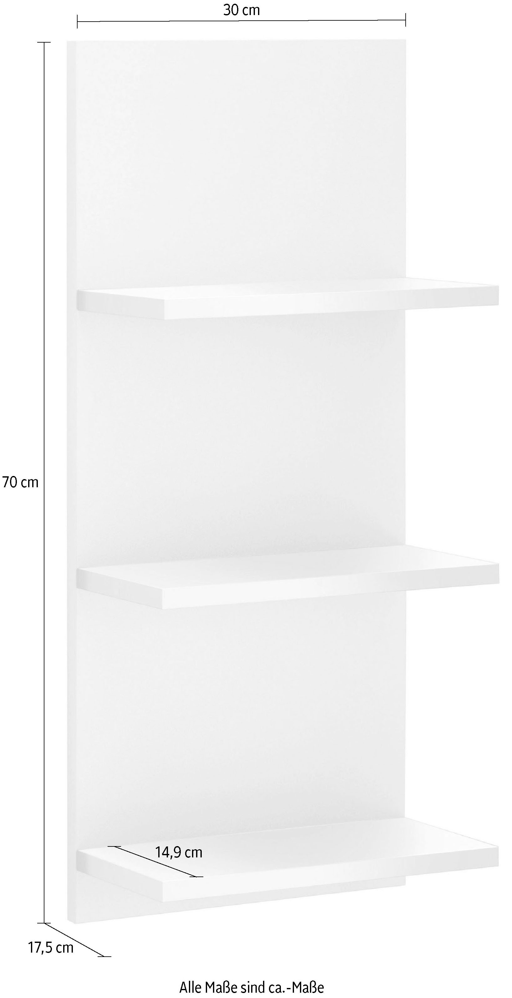 welltime Wandregal »Palermo, Breite 30 cm made in Germany« 3 Regalböden