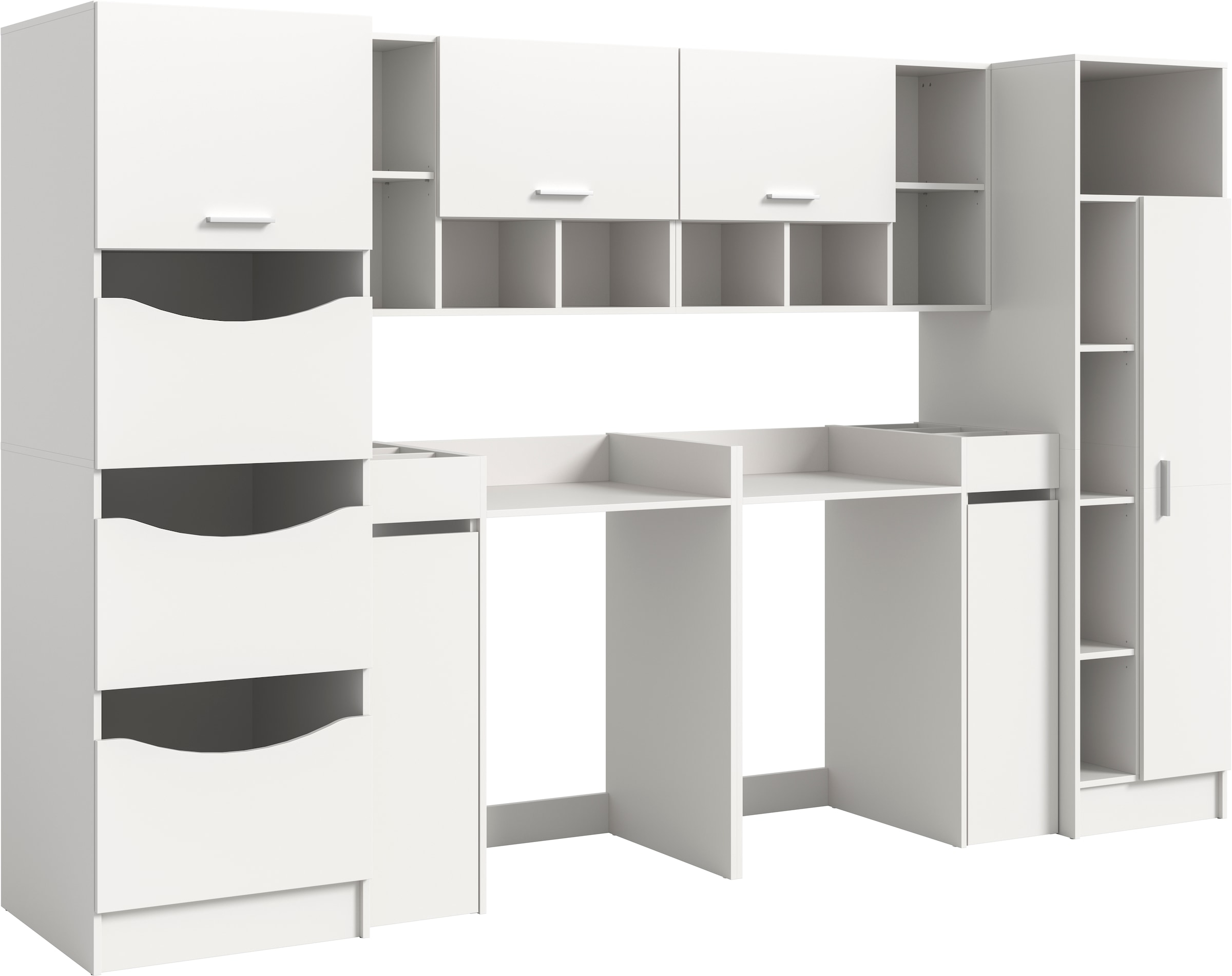 Image of welltime Badmöbel-Set "FALAS, 8-teilig, Hauswirtschaftsraum Set, Breite 300 cm" Set, Wäscheschrank, Hängeschrank,Standregal, Umbauschrank, Mehrzweckschrank, 8 Stk. tlg.