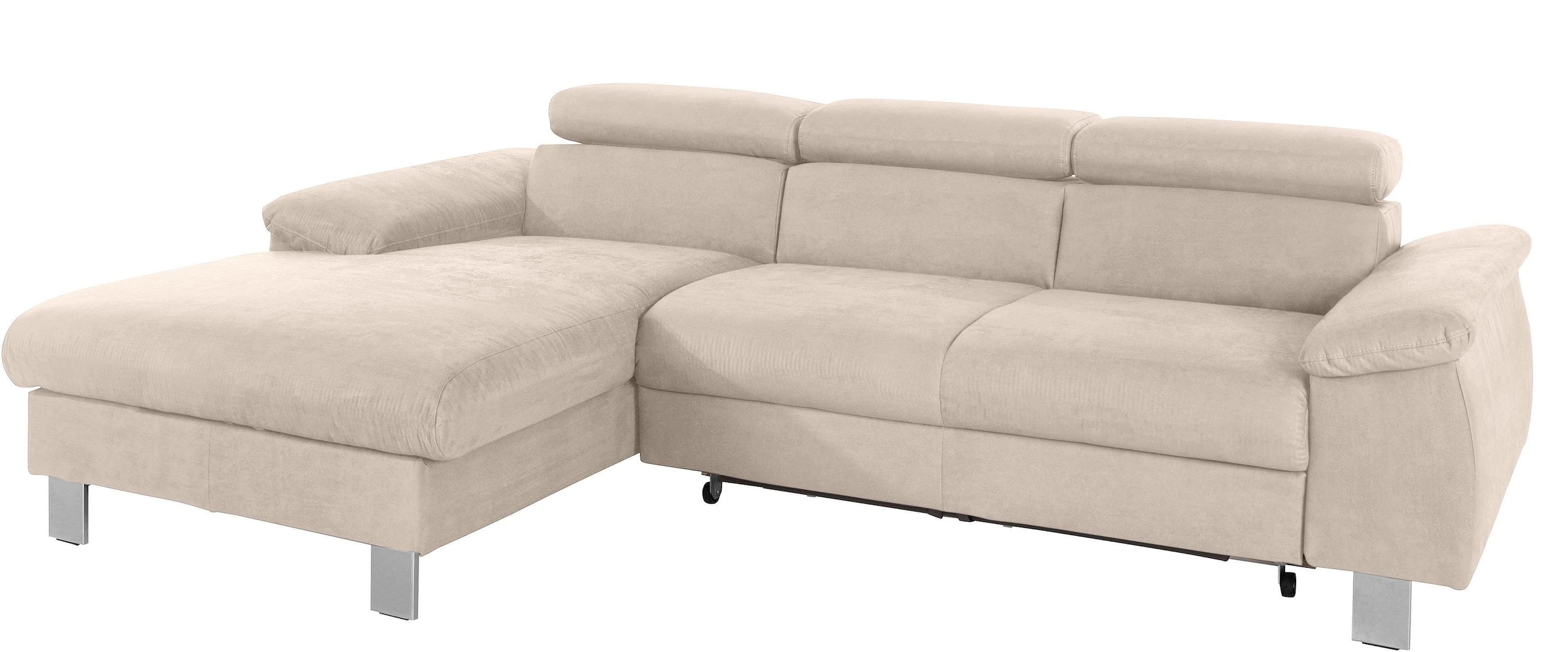 COTTA Polstergarnitur »Komaris L-Form«, (Set), Set bestehend aus: Ecksofa mit Kopfteilverstellung & Hocker