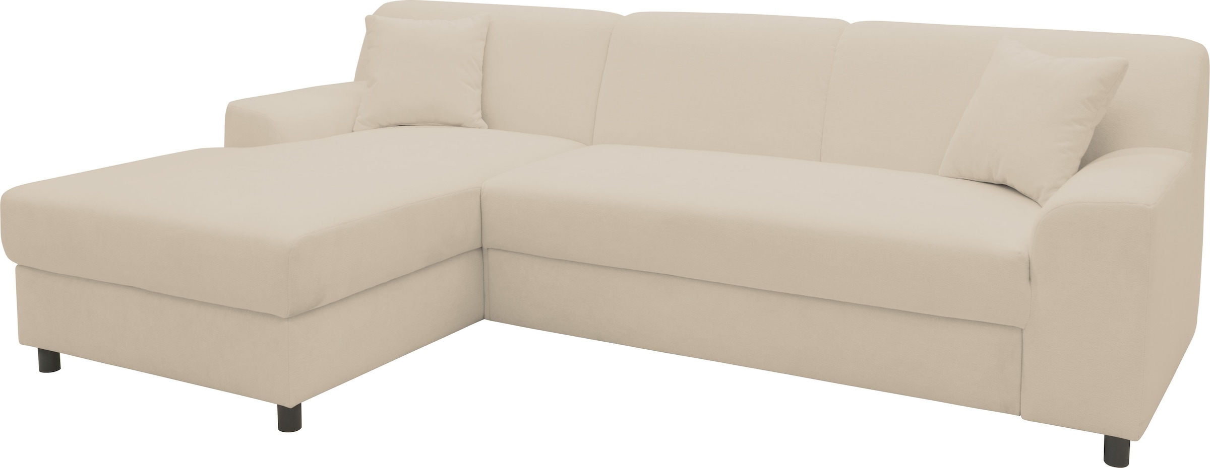 DOMO collection Ecksofa »Turah 2, L-Form, Cord oder Luxus-Microfaser, komfortabler Federkern«, B/T/H: 241/146/79 cm, incl. Zierkissen, wahlweise mit Bettfunktion