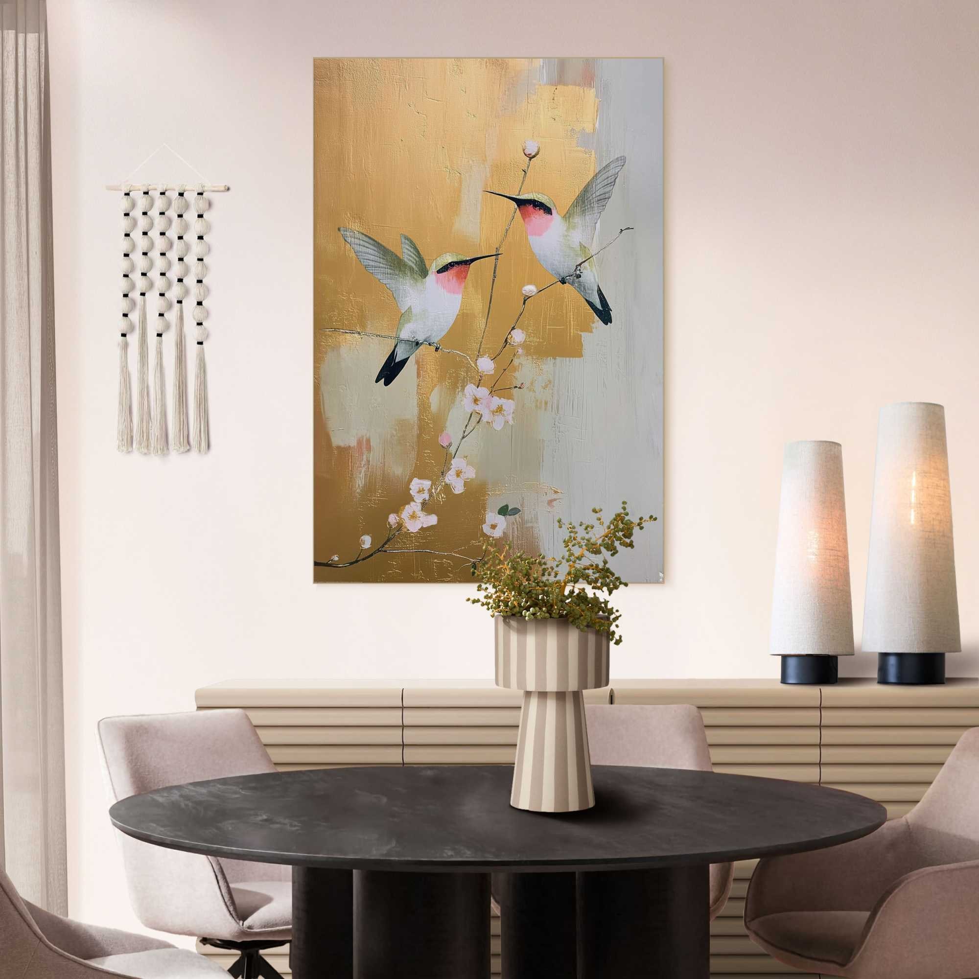 Image of Reinders Wandbild "Subtiler Flug" Tiere 1 Stk. tlg. Wohnzimmer - Gold - MDF - Tiere - 90x60 cm