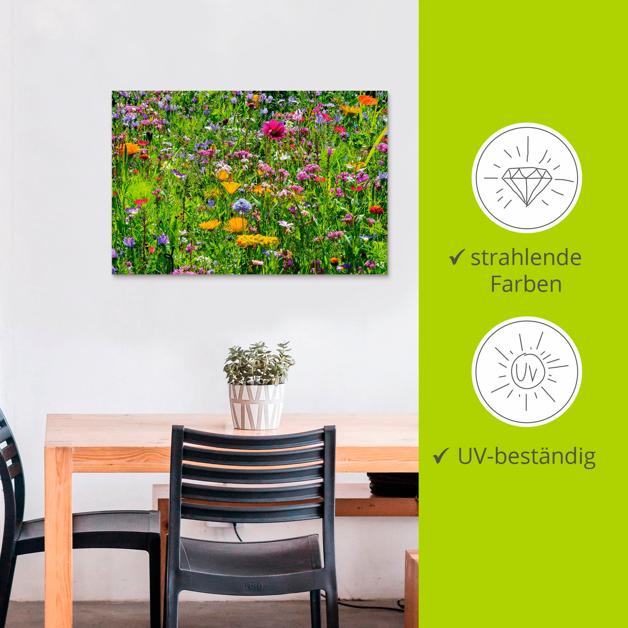 Artland Wandbild »Bunte Blumenwiese« Blumenwiese 1 Stk. tlg. für Innen- und Aussenbereich geeignet, Outdoorbild