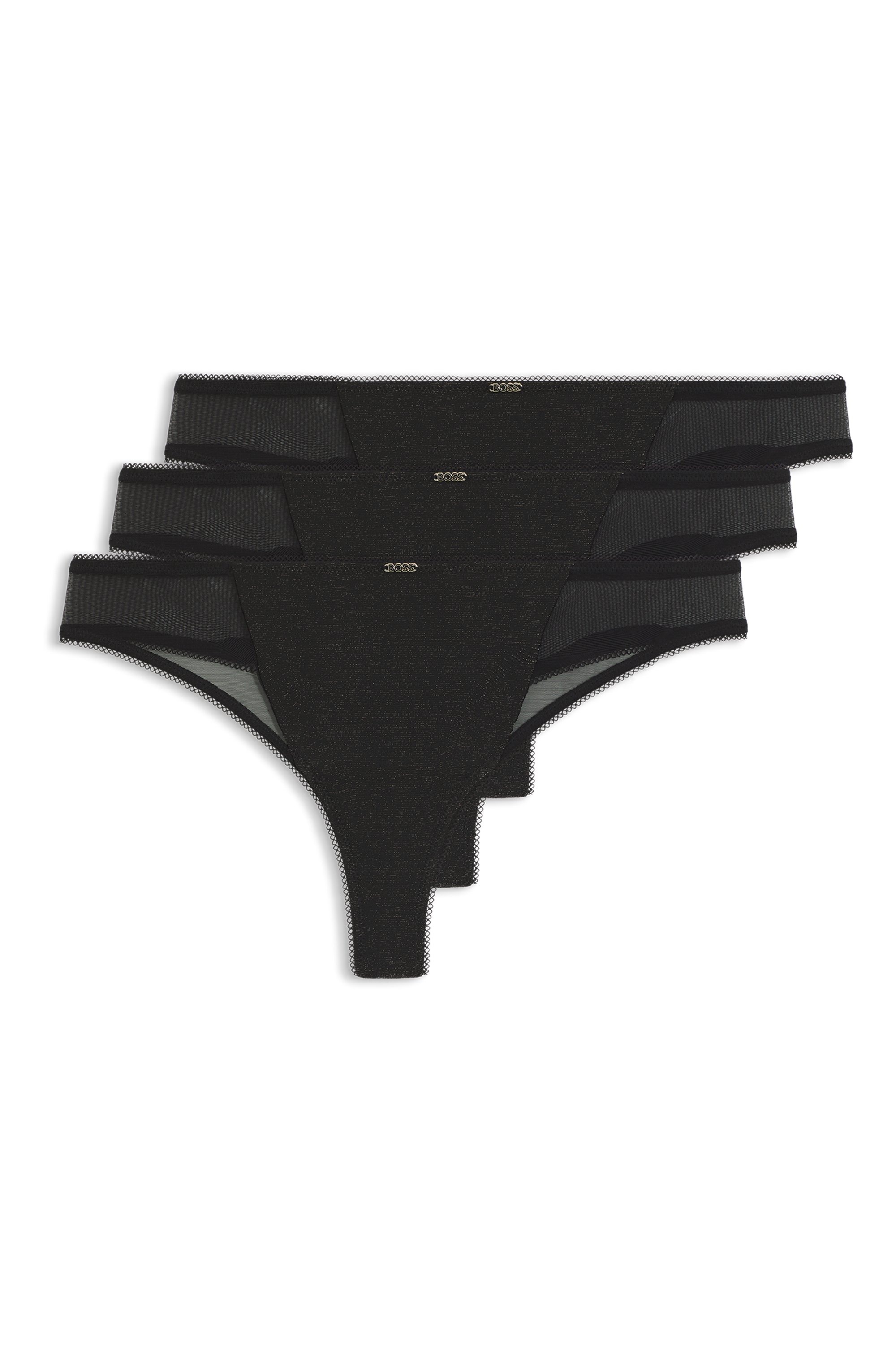 Image of BOSS String "GIFT GIVING 3P" mit Mesh-Einsätzen, leicht glitzern