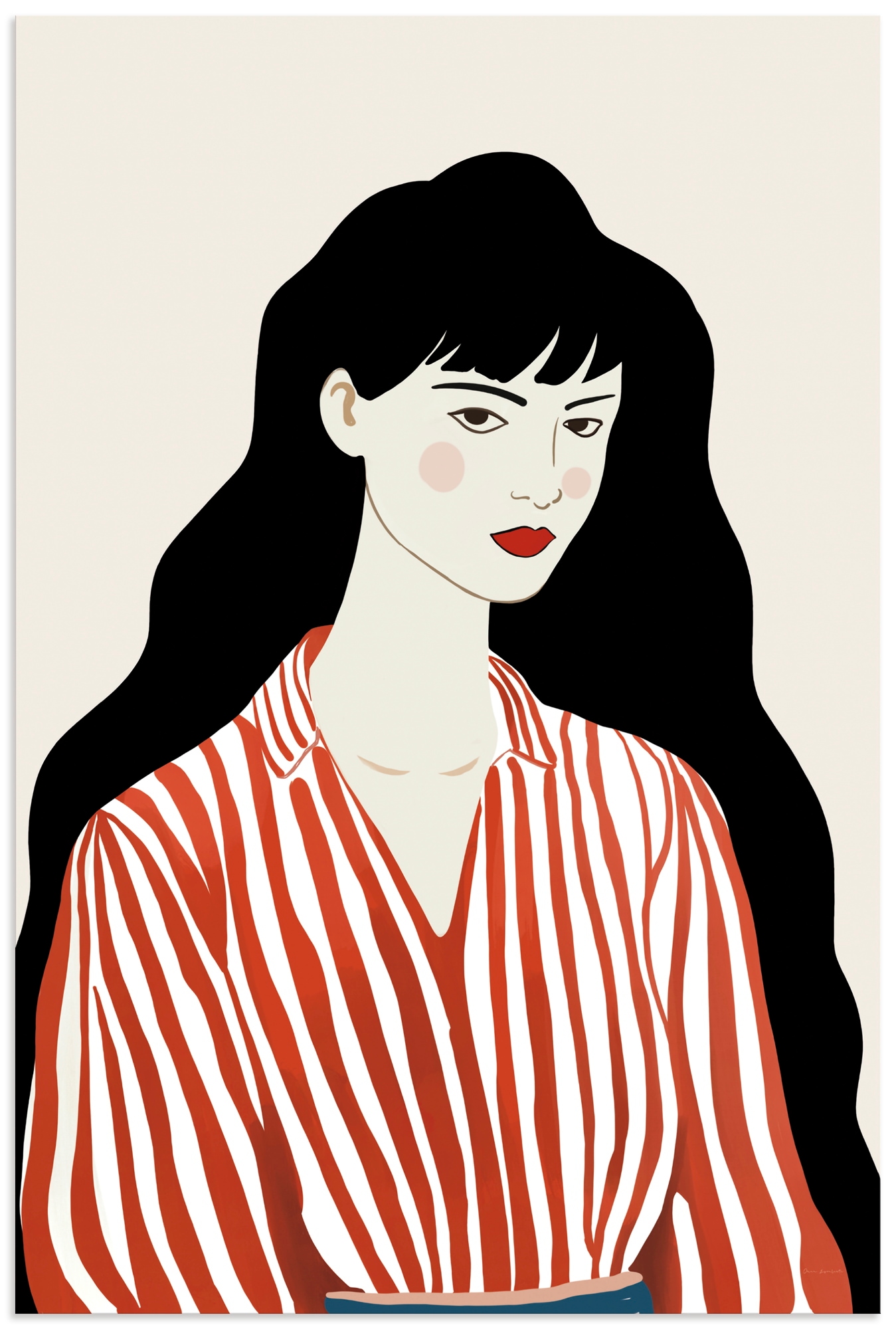 Image of Artland Wandbild "Woman in Striped Blouse I" Bilder von Frauen 1 Stk. tlg. als Alubild, Leinwandbild, Poster, Wandaufkleber in verschied. Grössen