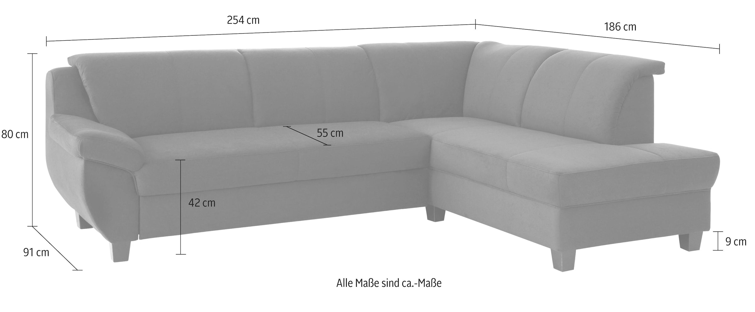 Home affaire Ecksofa »Yesterday zeitlos und elegant, bequeme Armlehnen, L-Form« Microfaser, natur