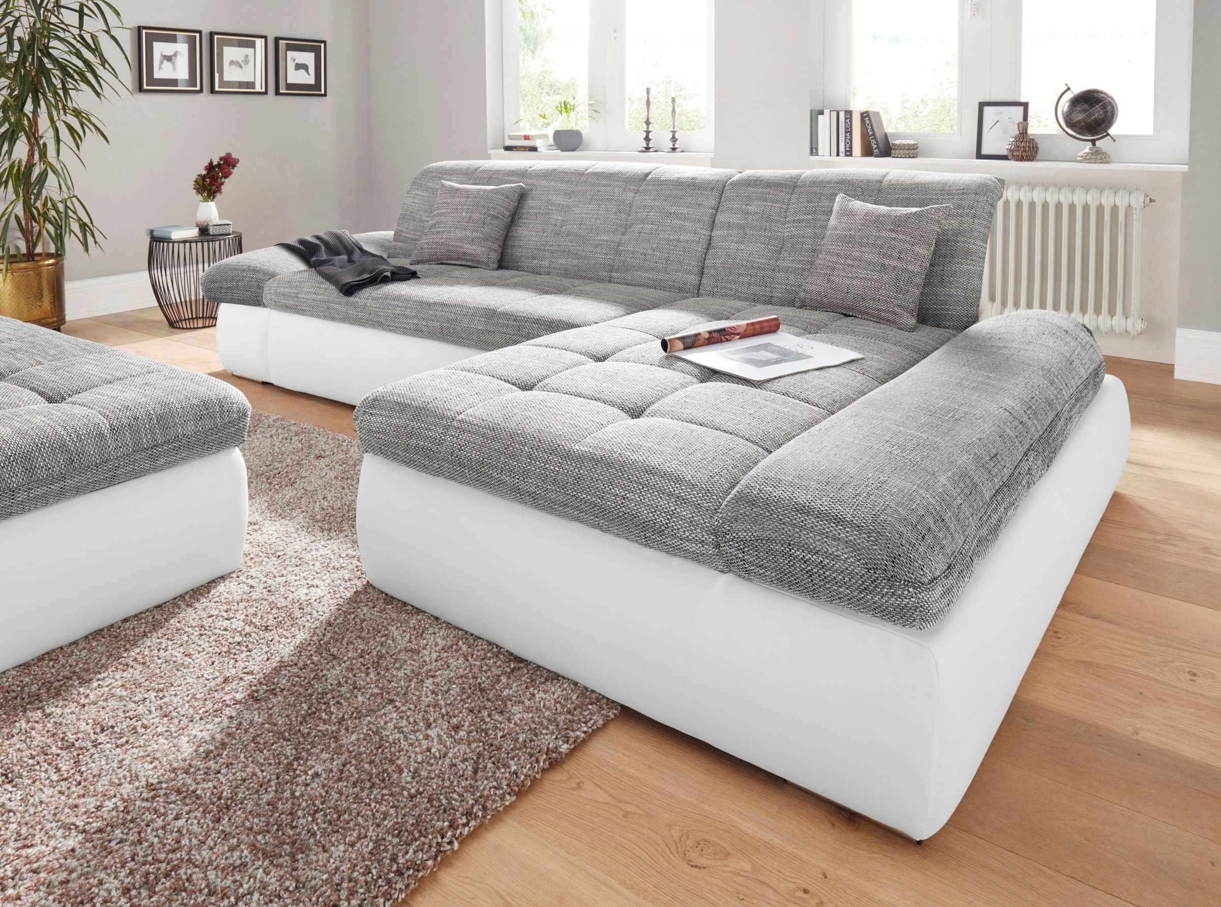 Image of DOMO collection Ecksofa "MORIC Massiv - Belastbar bis 140 kgxSitz, 300x172 cm, XXL-Format" L-Form, Kunstleder SOFTLUX und Struktur