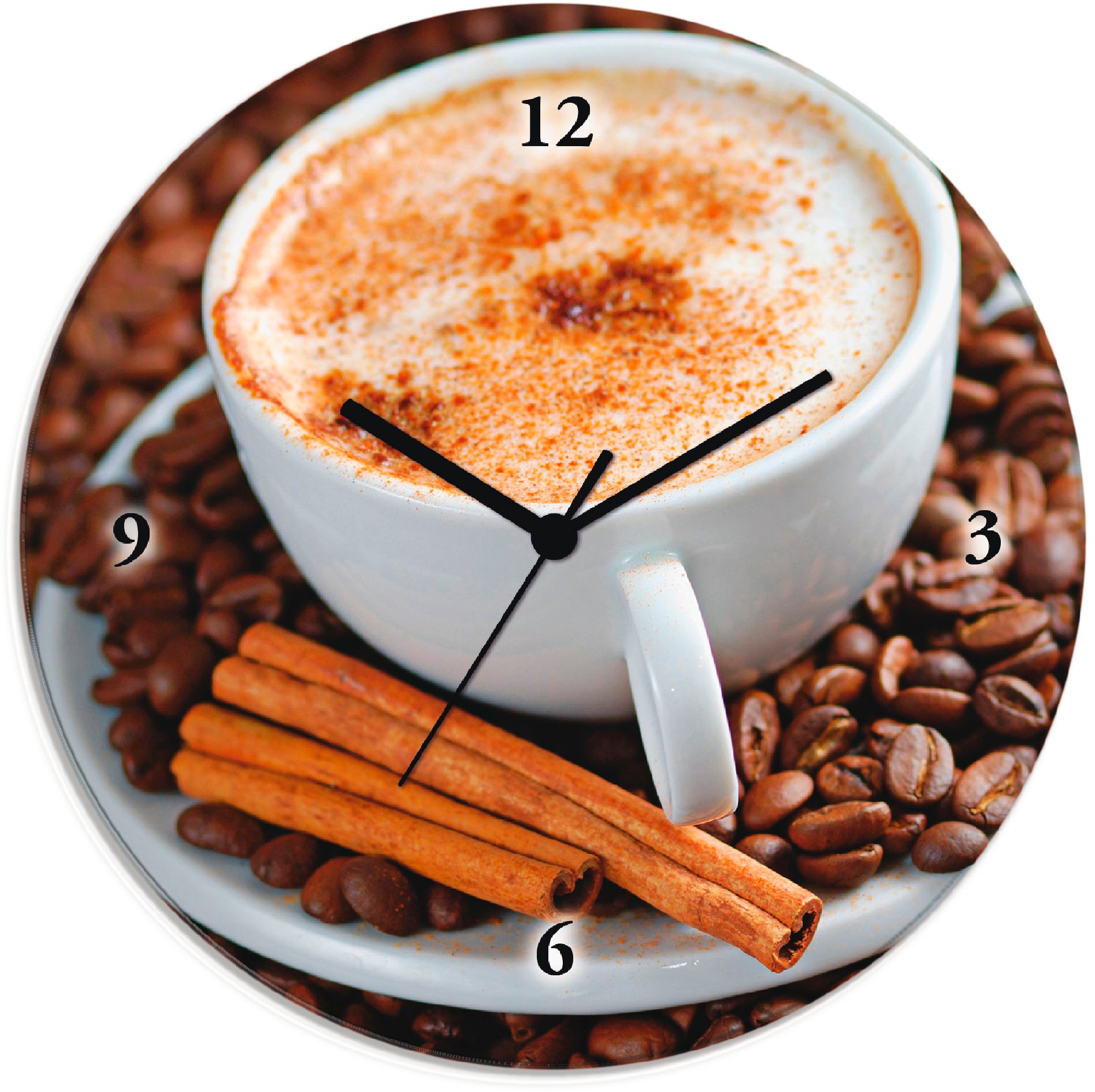 Image of Artland Wanduhr "Cappuccino - Kaffee" wahlweise mit Quarz- oder Funkuhrwerk, lautlos ohne Tickgeräusche