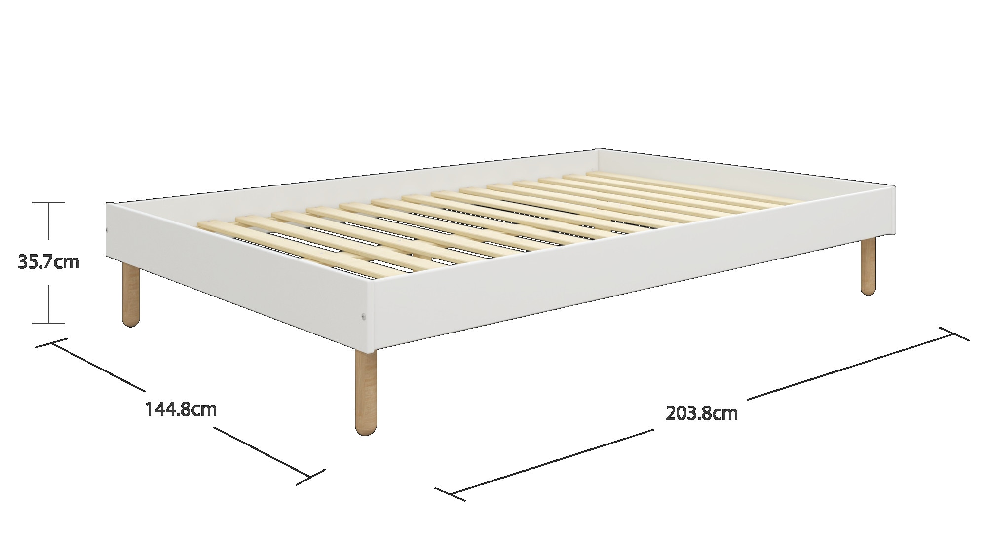 Home affaire Bett »Dagmar, Bettgestell, teilMDF, minimalistisches Design«, Breite 140 cm, inklusive feste Latten aus massiver Kiefer