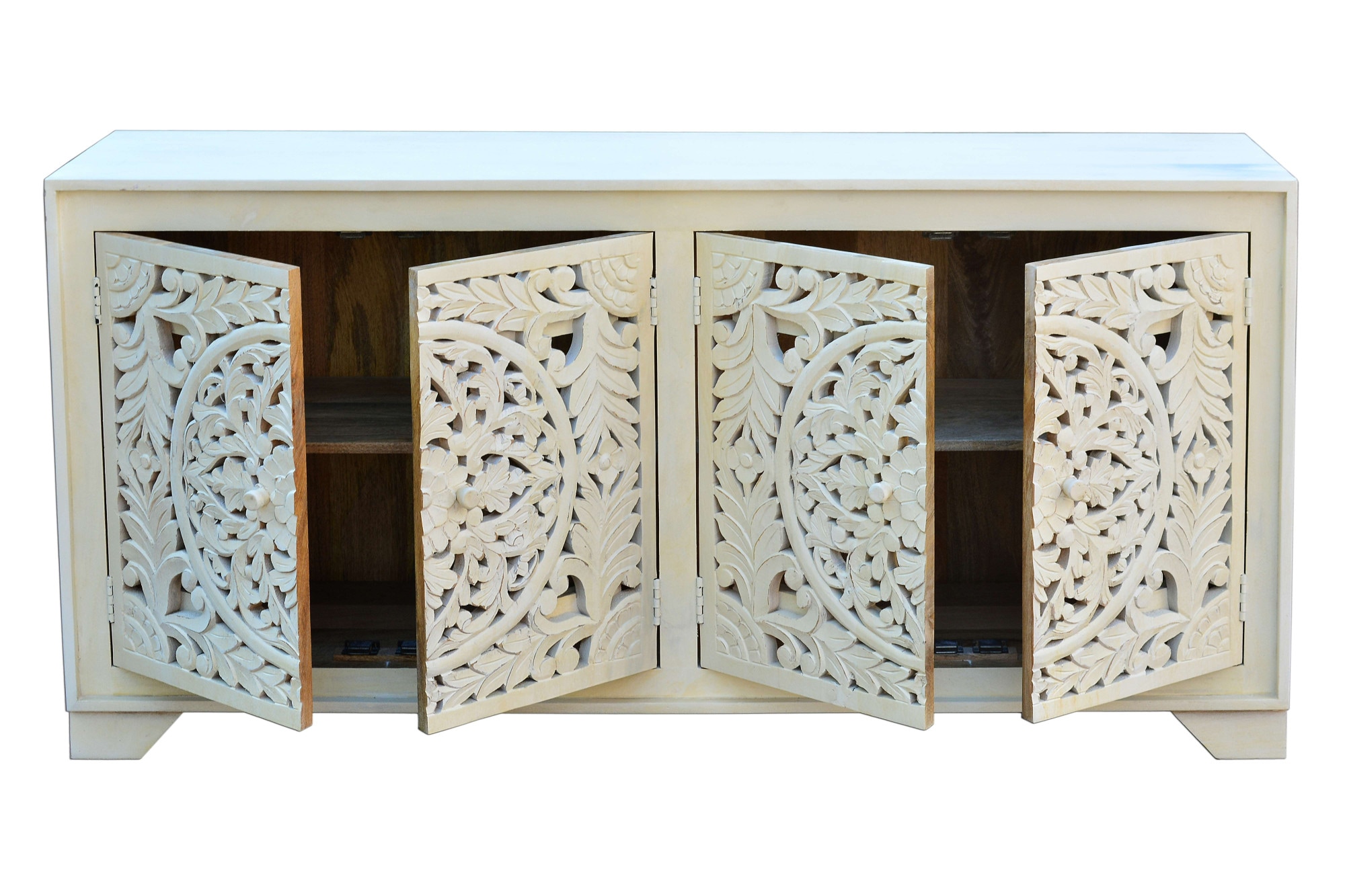 Home affaire Sideboard »Kenmare«, Mangoholz, dekorative Schnitzereien, Breite 170 cm