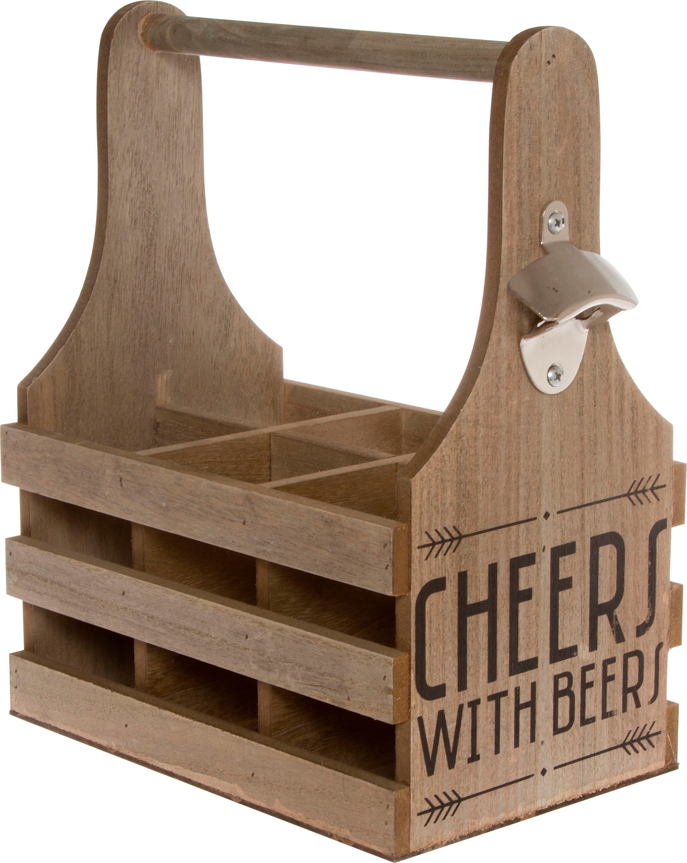 Image of Myflair Möbel & Accessoires Flaschenhalter »Bobby«, Flaschenträger, Flaschenkorb, Bierträger mit Flaschenöffner & Schriftzug, Platz für 6 Flaschen, Shabby Optik bei Ackermann Versand Schweiz