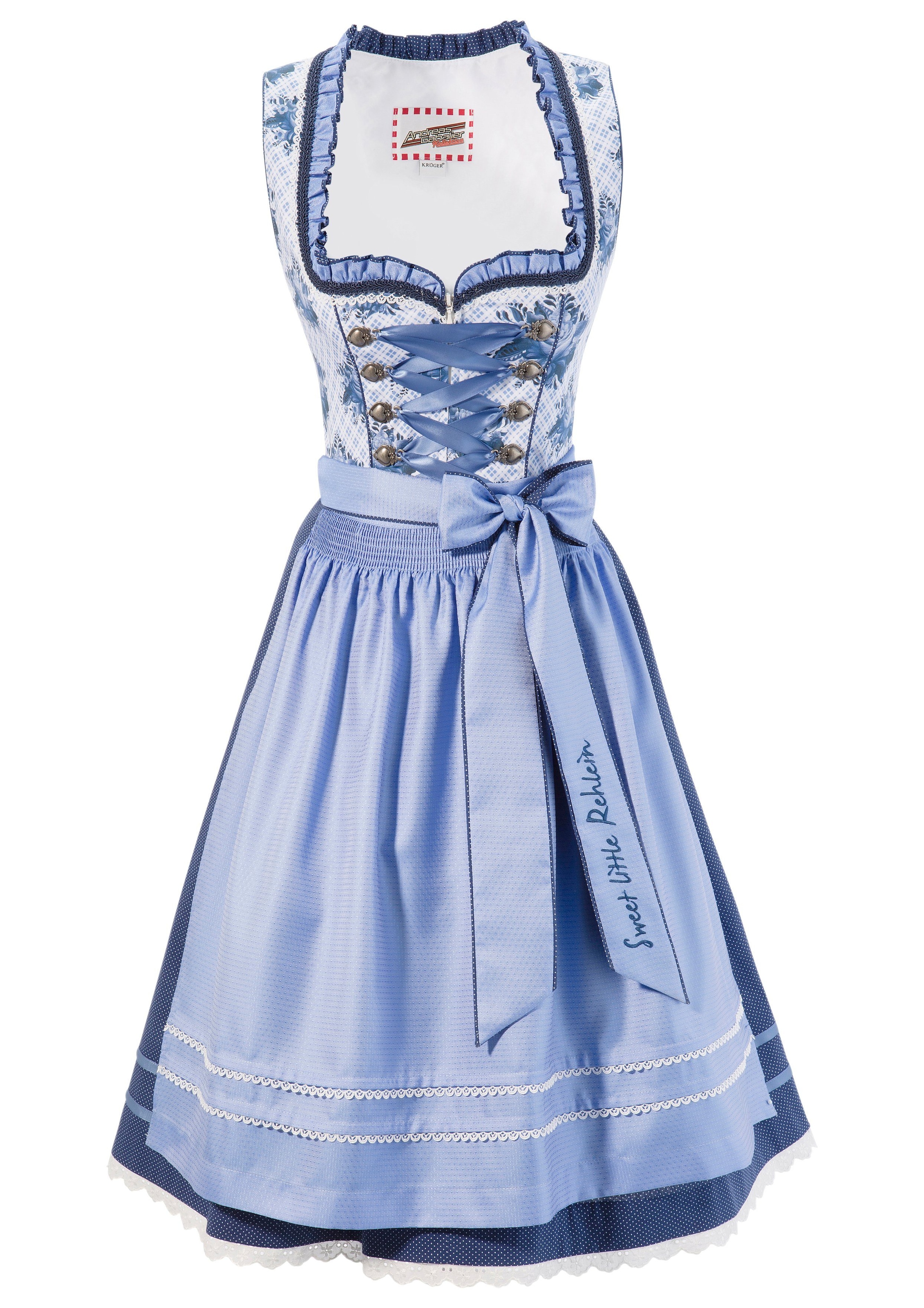 Dirndl midi mit besticktem Schürzenband