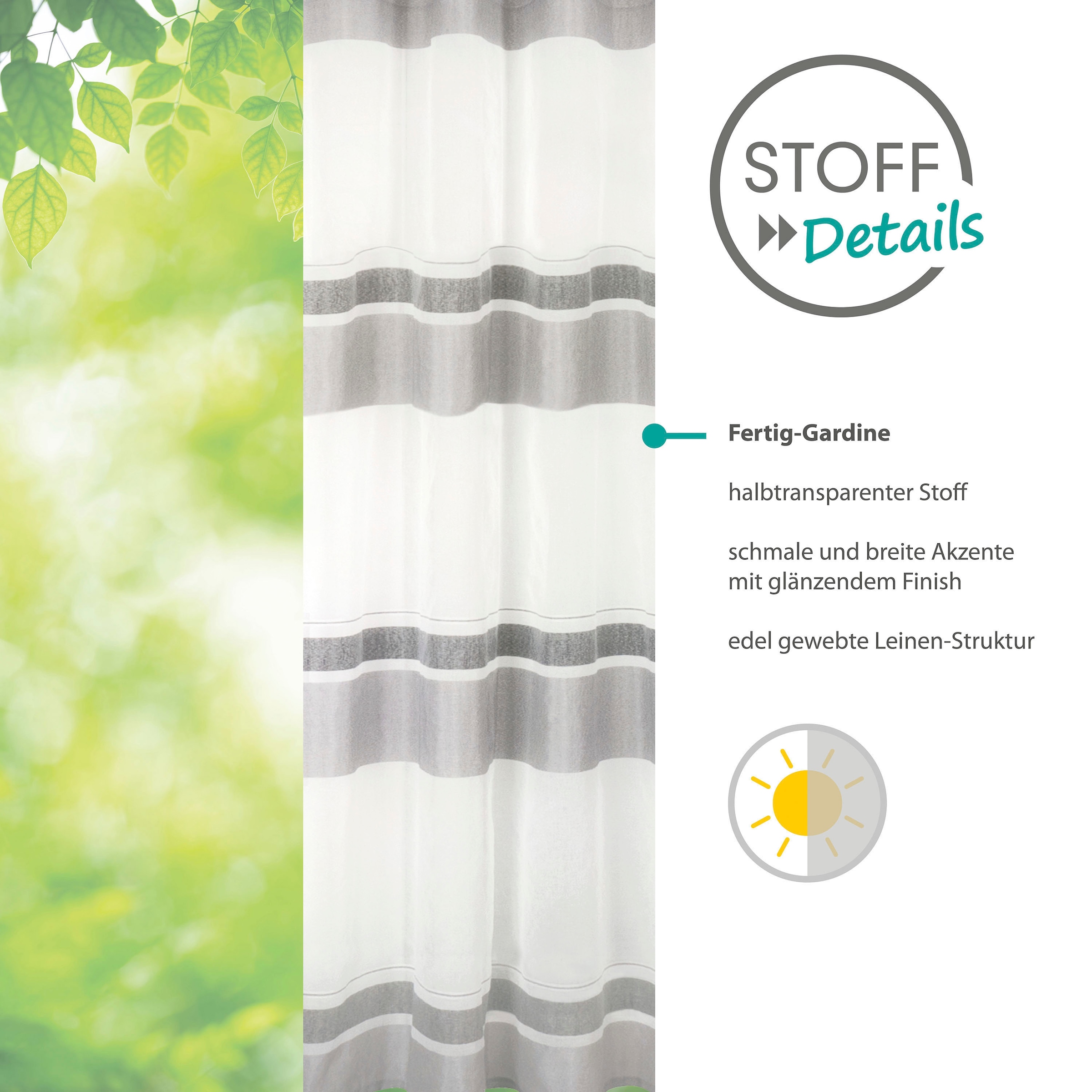 decolife Gardine »Vilmar« Ösen 1 Stk. tlg. mit schmalen und breiten Streifen