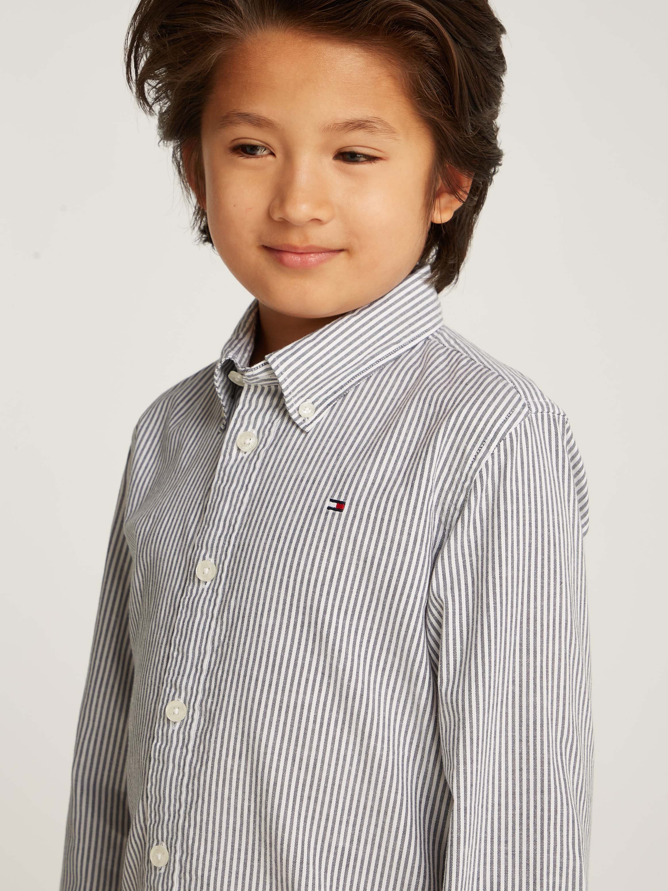 Tommy Hilfiger Chemise à manches longues Button-Down-Kragen, elastische Baumwoll-Qualität, Kinder bis 16 Jahre