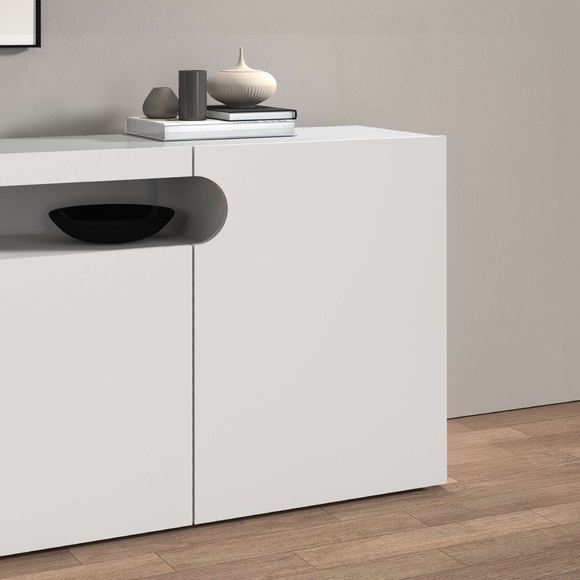 GOODproduct Table basse »REAL,Lowboard,TV-Kommode,TV-Möbel,TV-Bank« 1 cuis tlg. Avec 4 portes, dont 2 arrondies formant une niche ovale ouverte