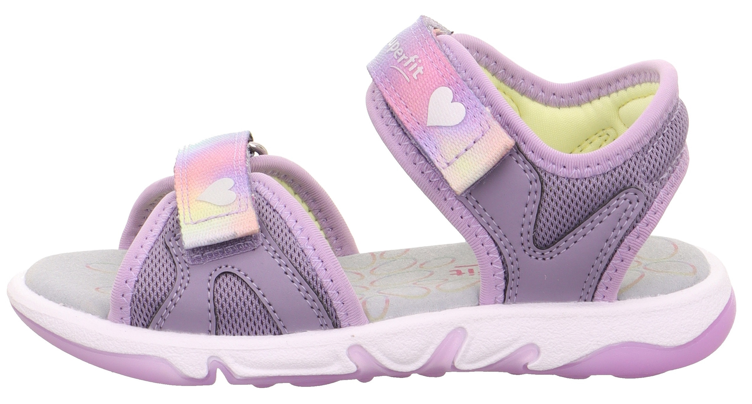 Superfit Sandale »PEBBLES WMS: mittel«, Sandalette mit süssem Glitzerverschluss, Grössenschablone zum Download