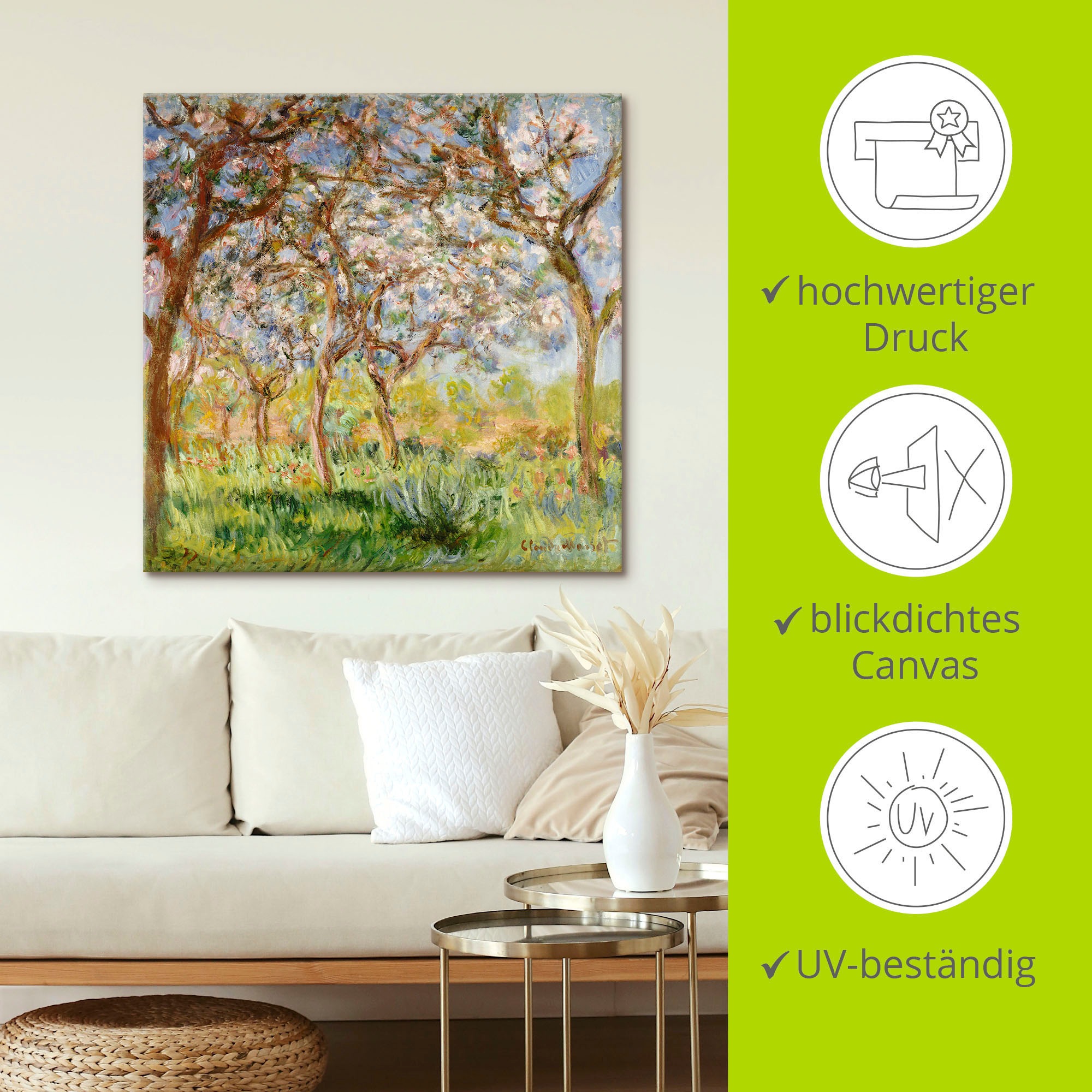 Artland Wandbild »Frühling in Giverny.«, Wiesen & Bäume, (1 St.), als Leinwandbild, Poster in verschied. Grössen