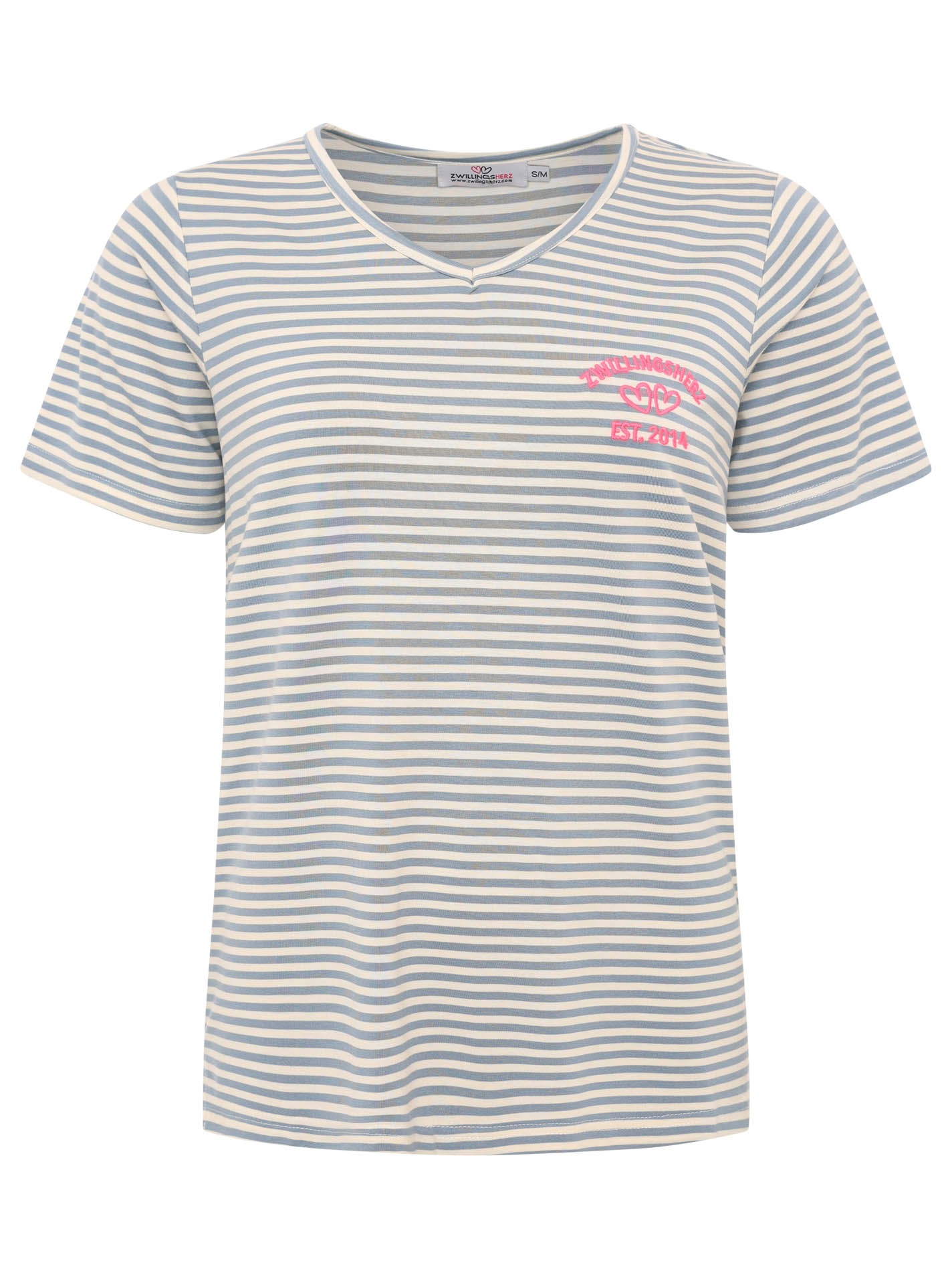 Zwillingsherz T-Shirt »"Zwillingsherz"« V-Neck, gestreift, kleines Motiv gestickt