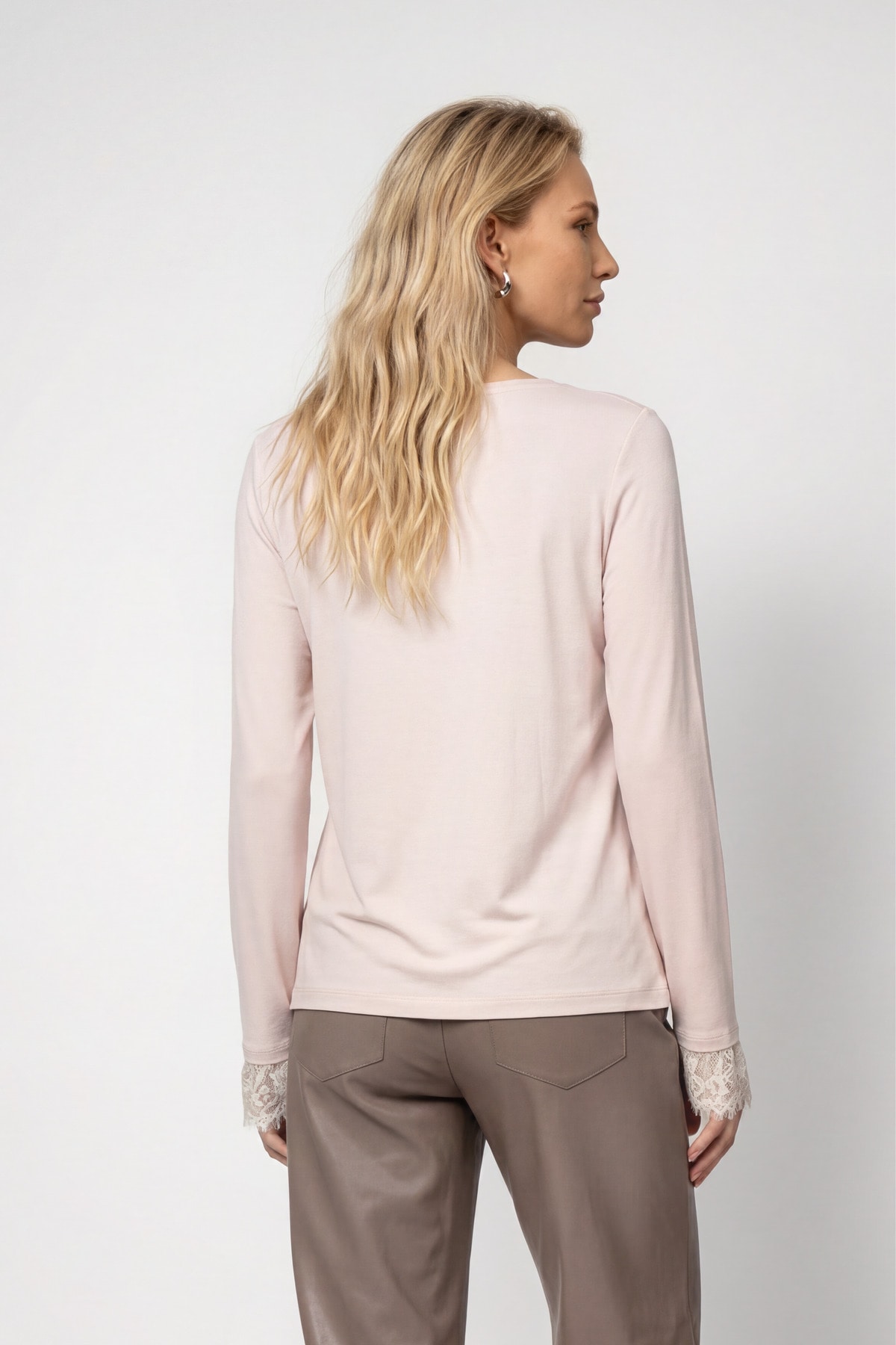 Monari T-shirt à manches longues »Shirt Basic Spitzendetail« Coupe régulière avec bordure en dentelle