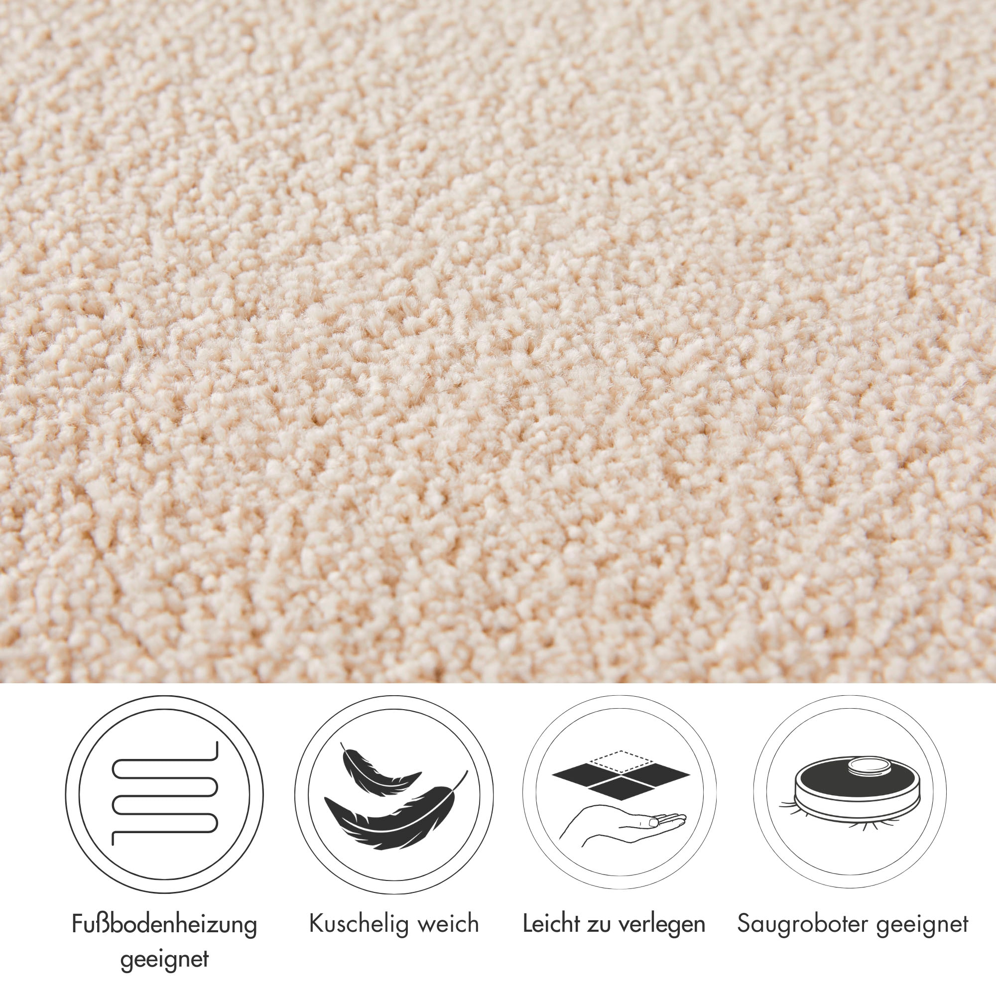 Andiamo Teppichboden »Sophie, Frisee-Velours, Made in Netherlands«, rechteckig, 12 mm Höhe, Uni Farben, Breite 400 cm oder 500 cm, strapazierfähig & pflegeleicht